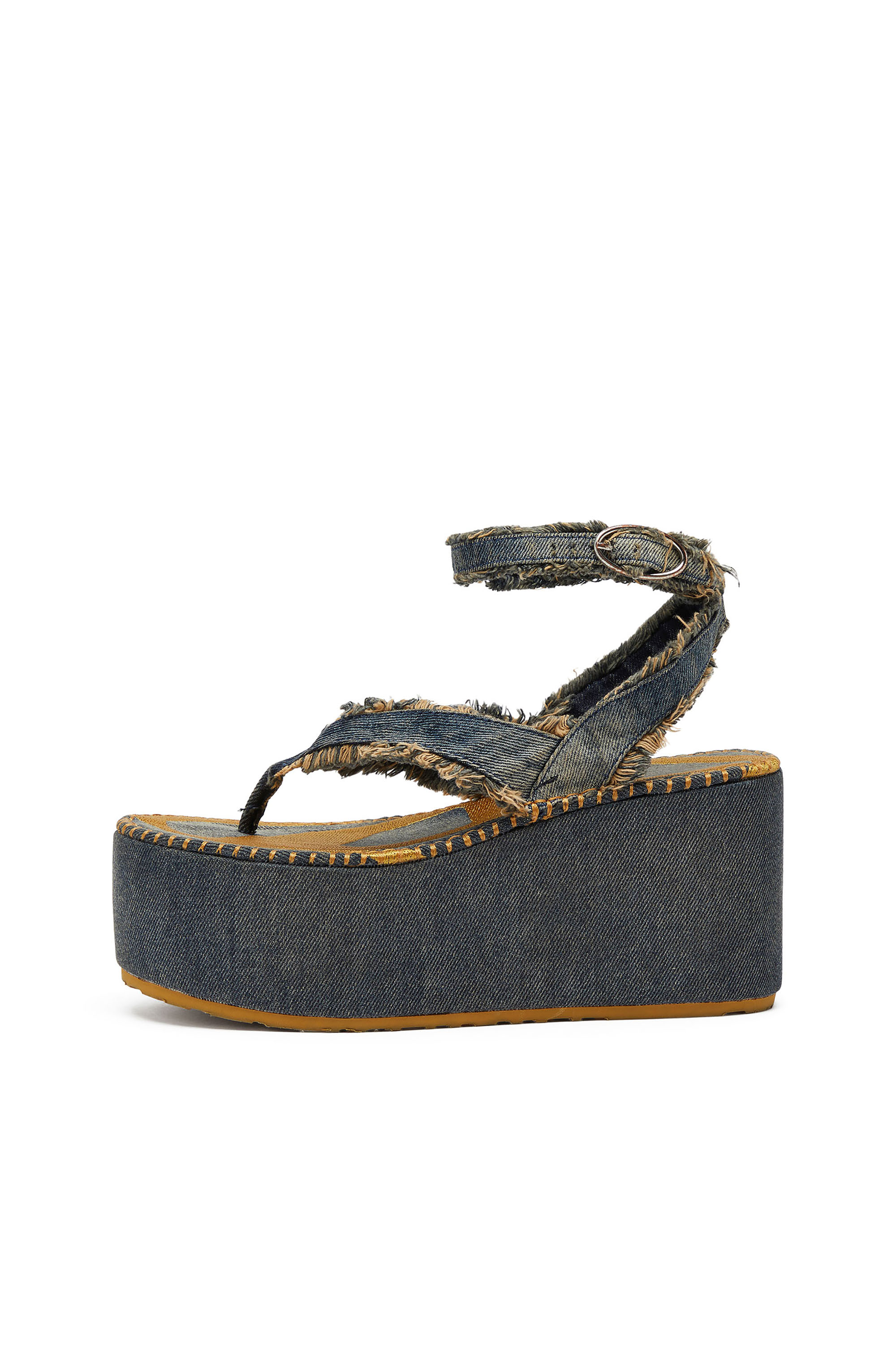 Diesel - SA-NIKOLA SANDAL, Woman's Sa-Nikola - Sandal in denim with frayed details in Blue/Grey - 8