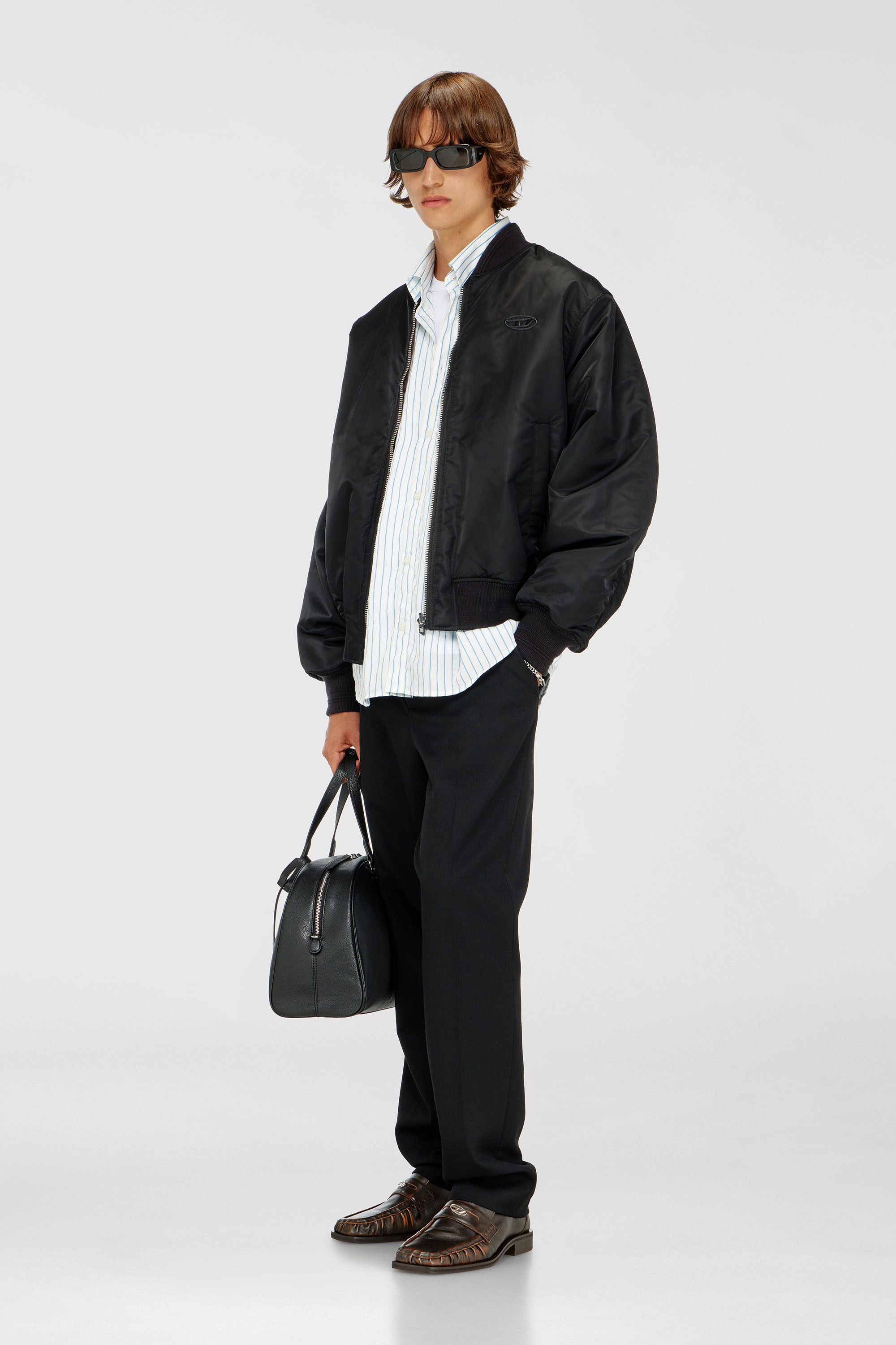 Diesel - W-TYPE-D1, Man's Padded bomber jacket with Oval D embroidery in Black - 1
