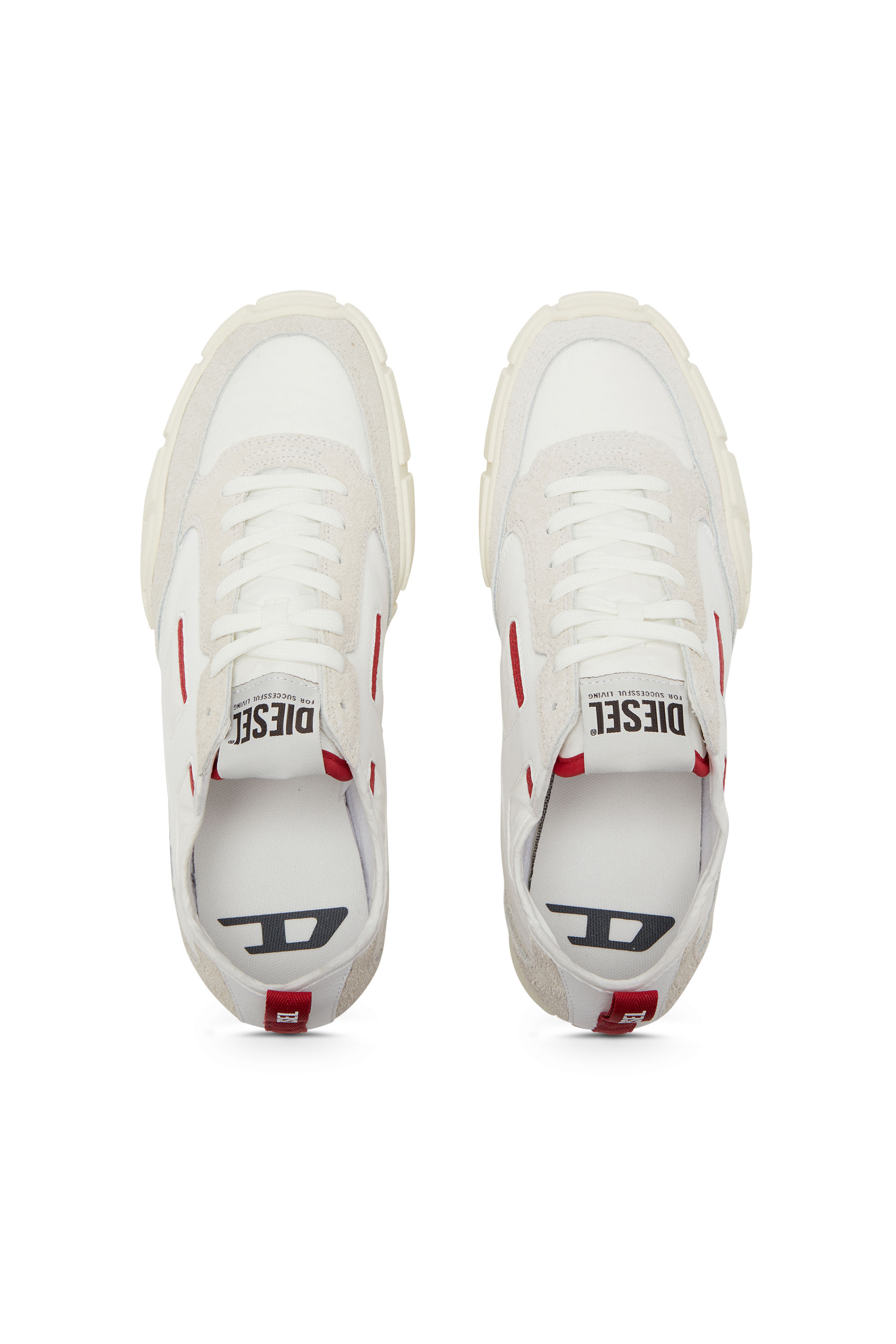 S-PAGODHA LOW, White/Red Diesel - S-PAGODHA LOW, Man's S-Pagodha-Sneakers in leather, suede and ripstop in White/Red - 4