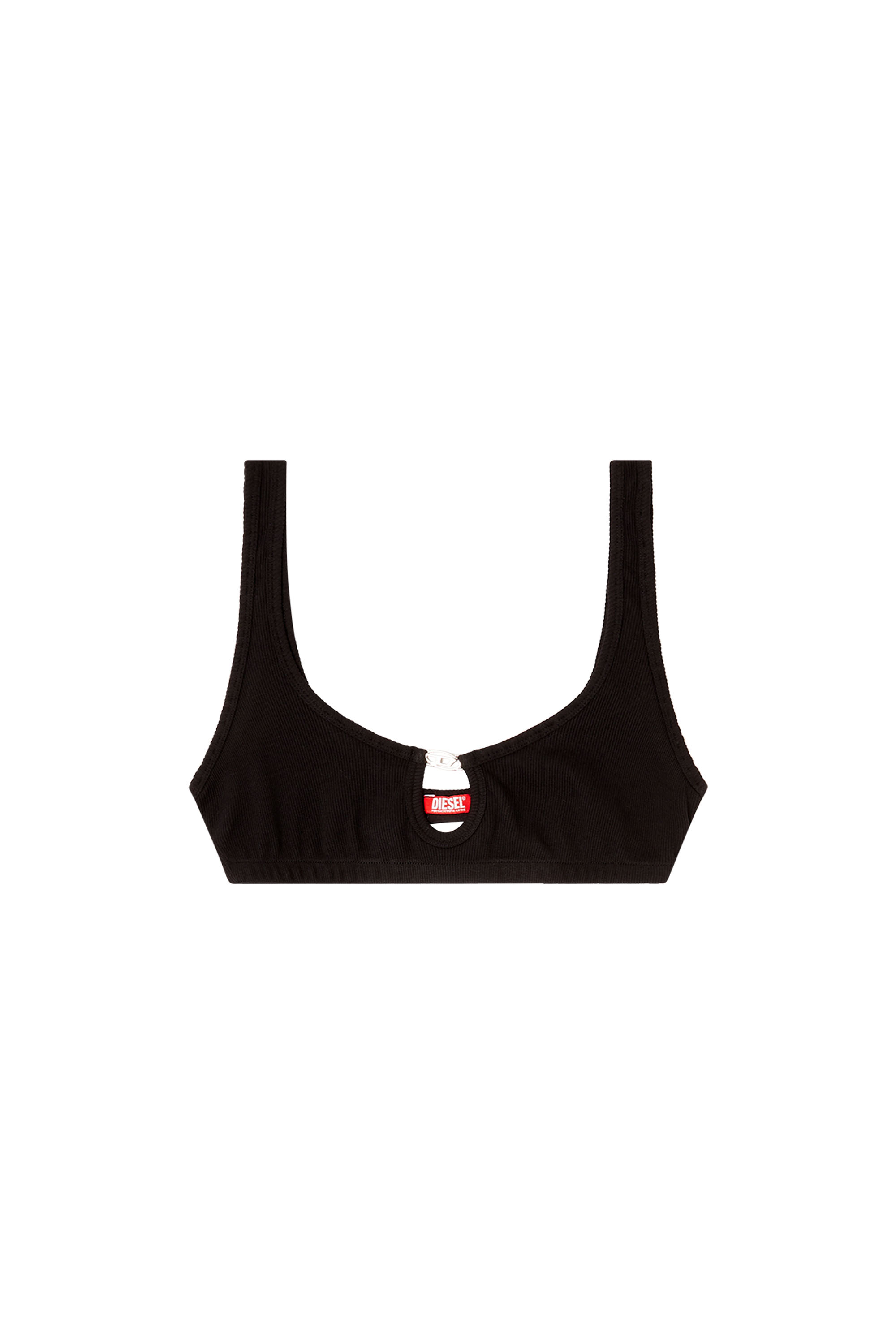 Diesel - FLORENCE-DNM, Woman's Bralette cotton rib with jewel Oval D in Black - 2