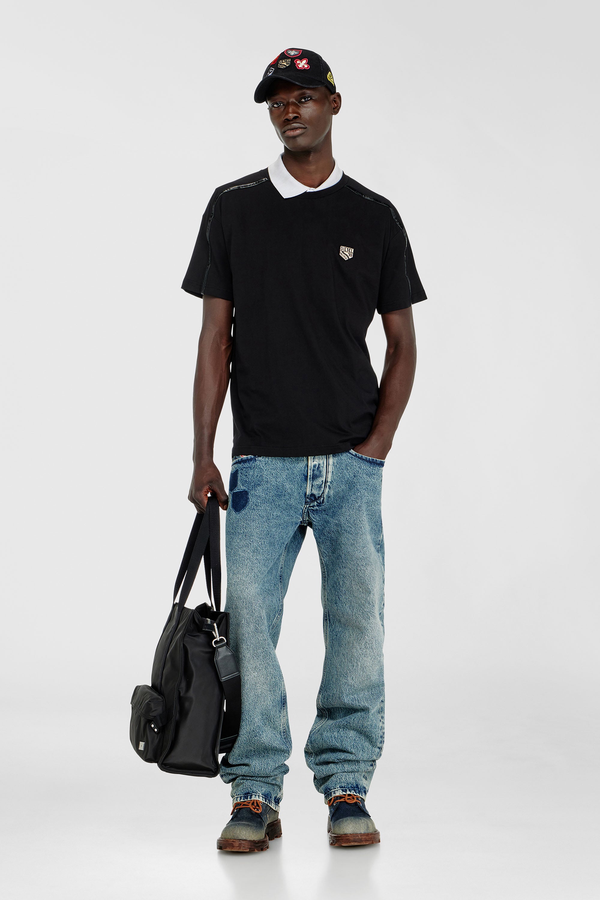 T-shirt with contrast trims and logo patch