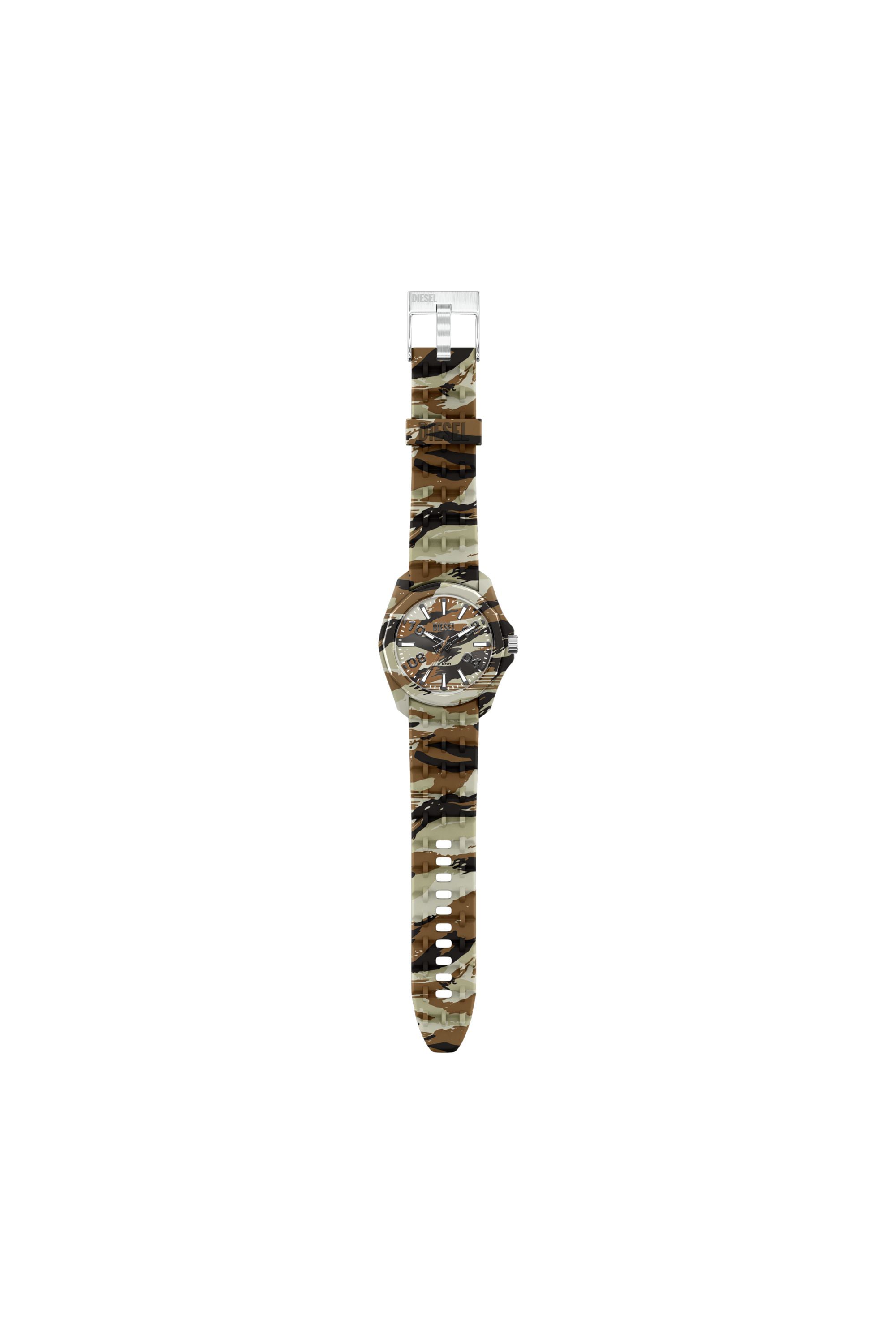 Diesel - DZ2242 WATCH, Man's Stinger camo silicone watch in Brown/Green - 2