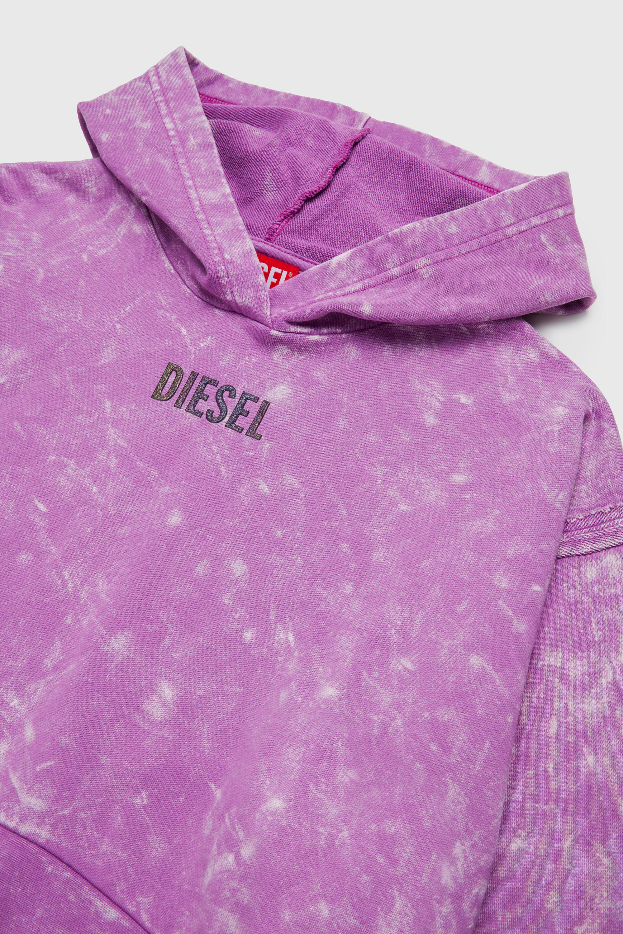Diesel - SLOXY, Woman's Tie-dye-effect hoodie with rainbow logo in Violet - 3