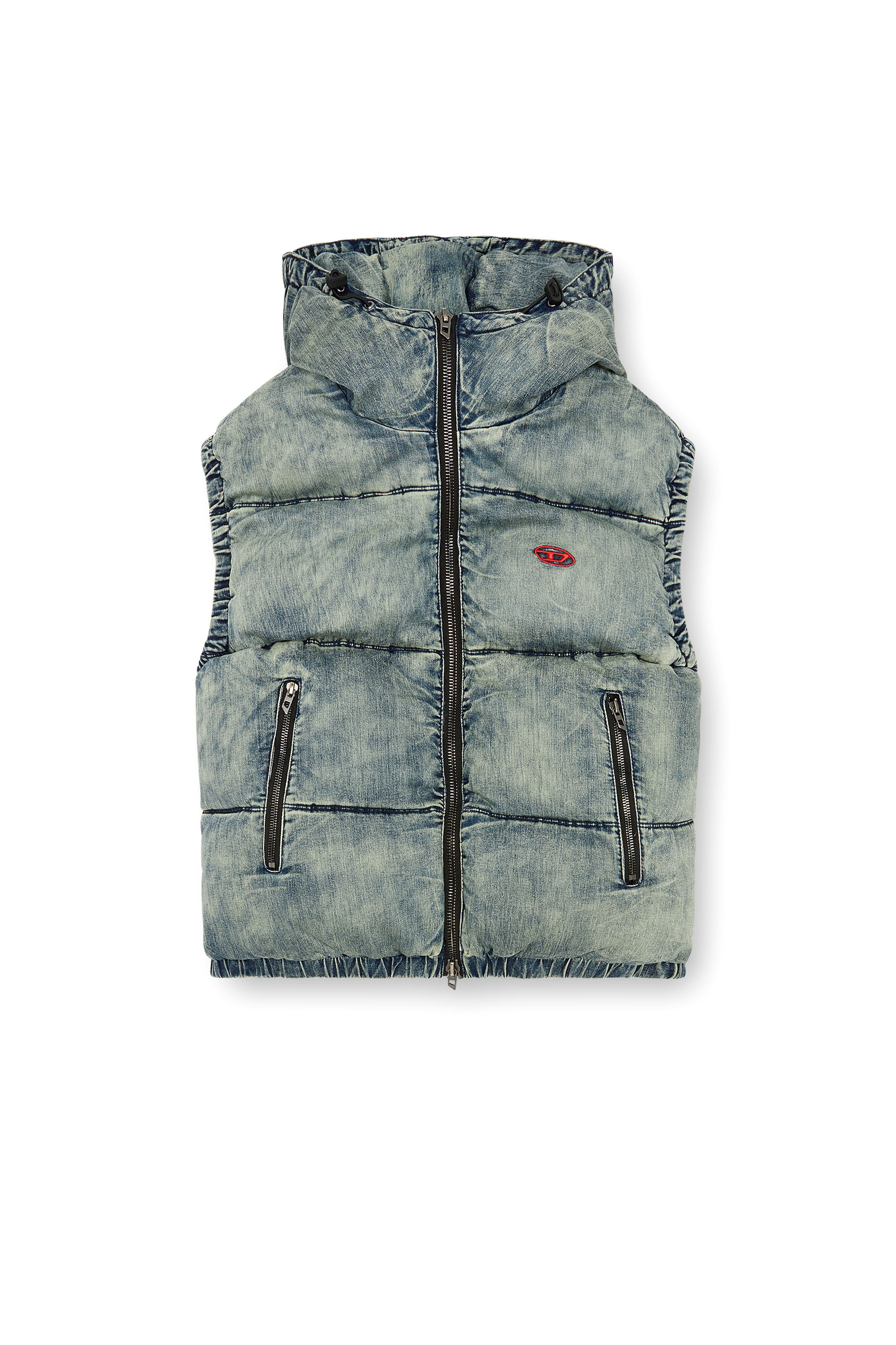 Diesel - W-MONS-SL, Man's Padded vest in faded denim in Blue - 3