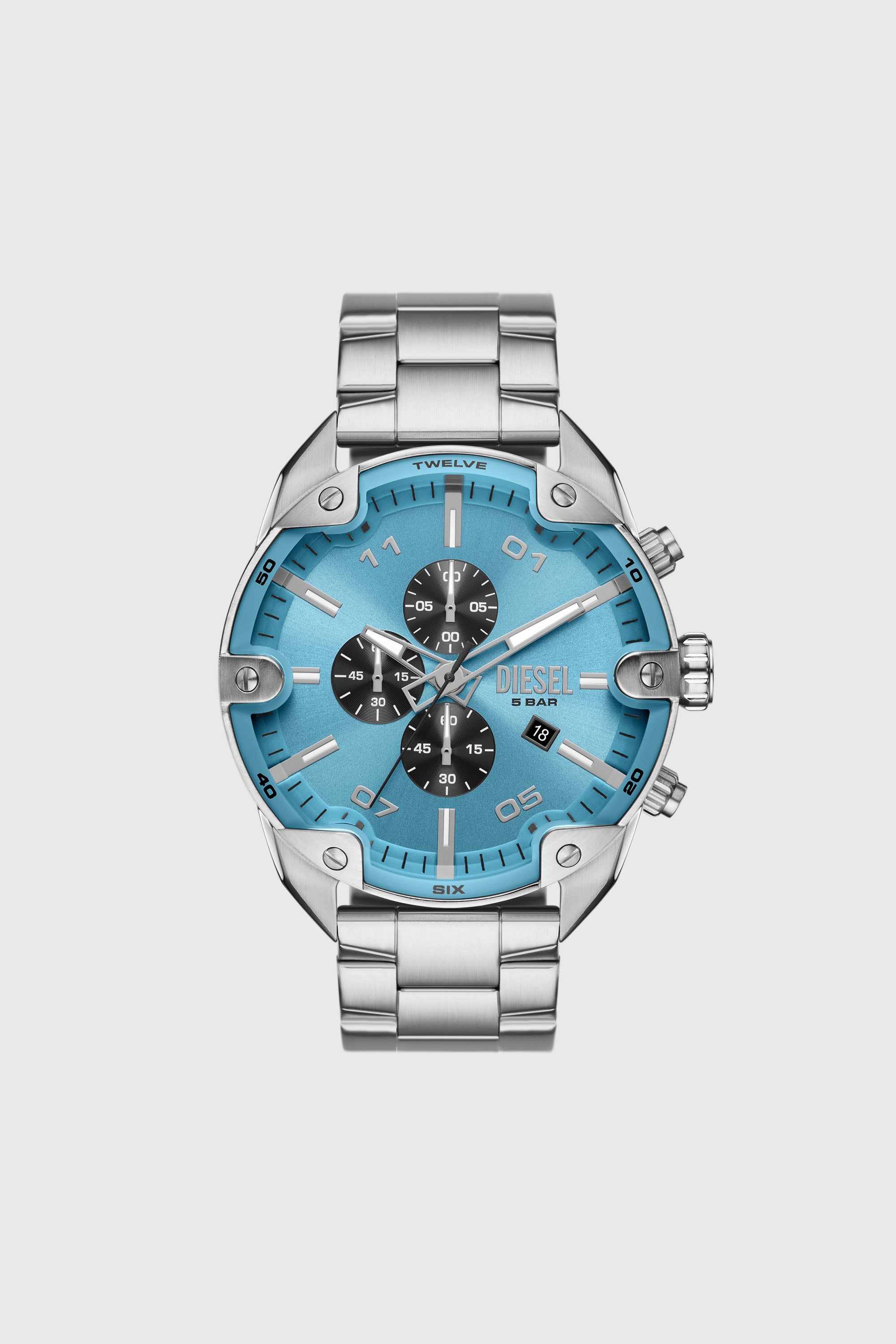Diesel - DZ4655, Man's Spiked chronograph stainless steel watch in Silver - 1