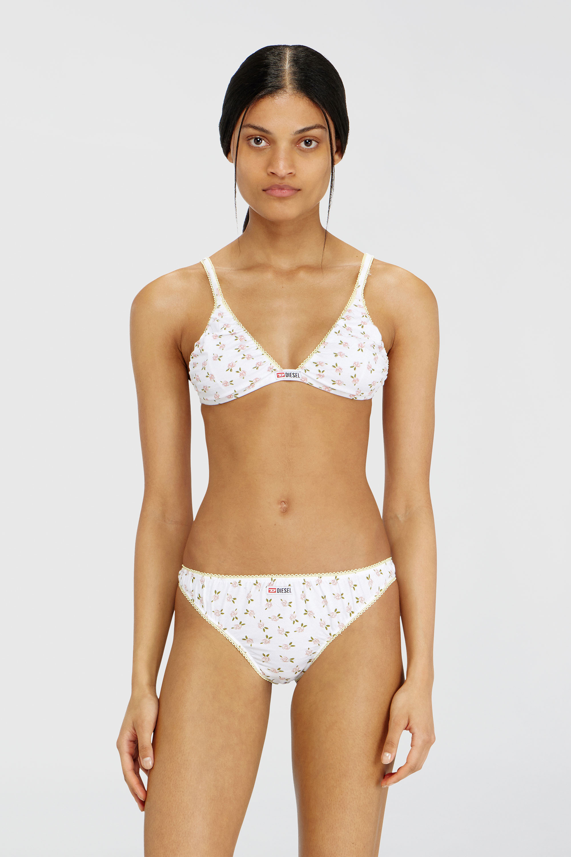 Diesel - JANA-D-CORE, Woman's Cotton triangle bra with all-over floral print in White - 3