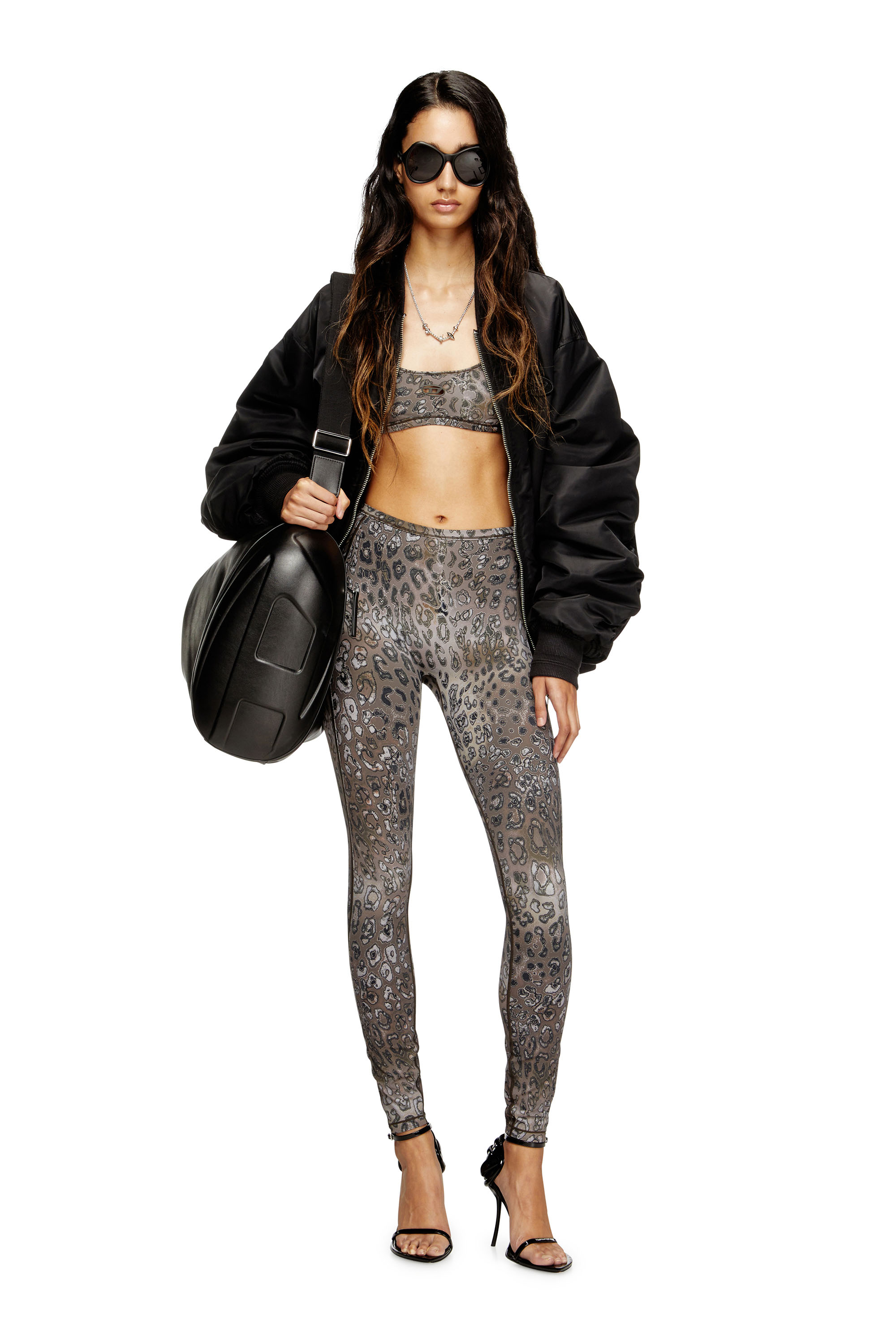 Diesel - CHELSEA-UTLT, Woman's Leopard print nylon sports bra in Brown - 5