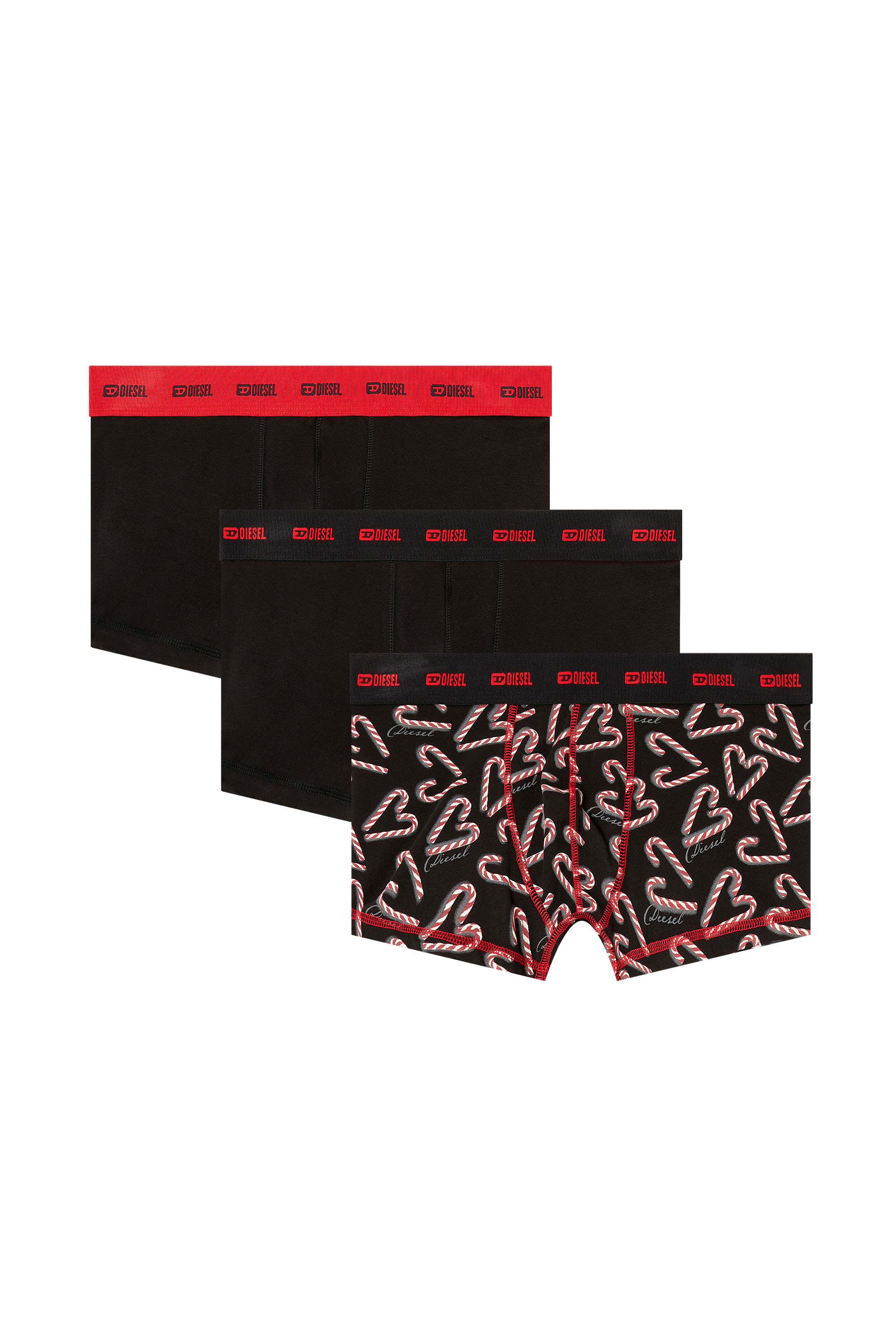 Diesel - DAMIEN-GFT-UTLT-3PACK, Man's Three-pack stretch-cotton boxer briefs in Black/Red - 1