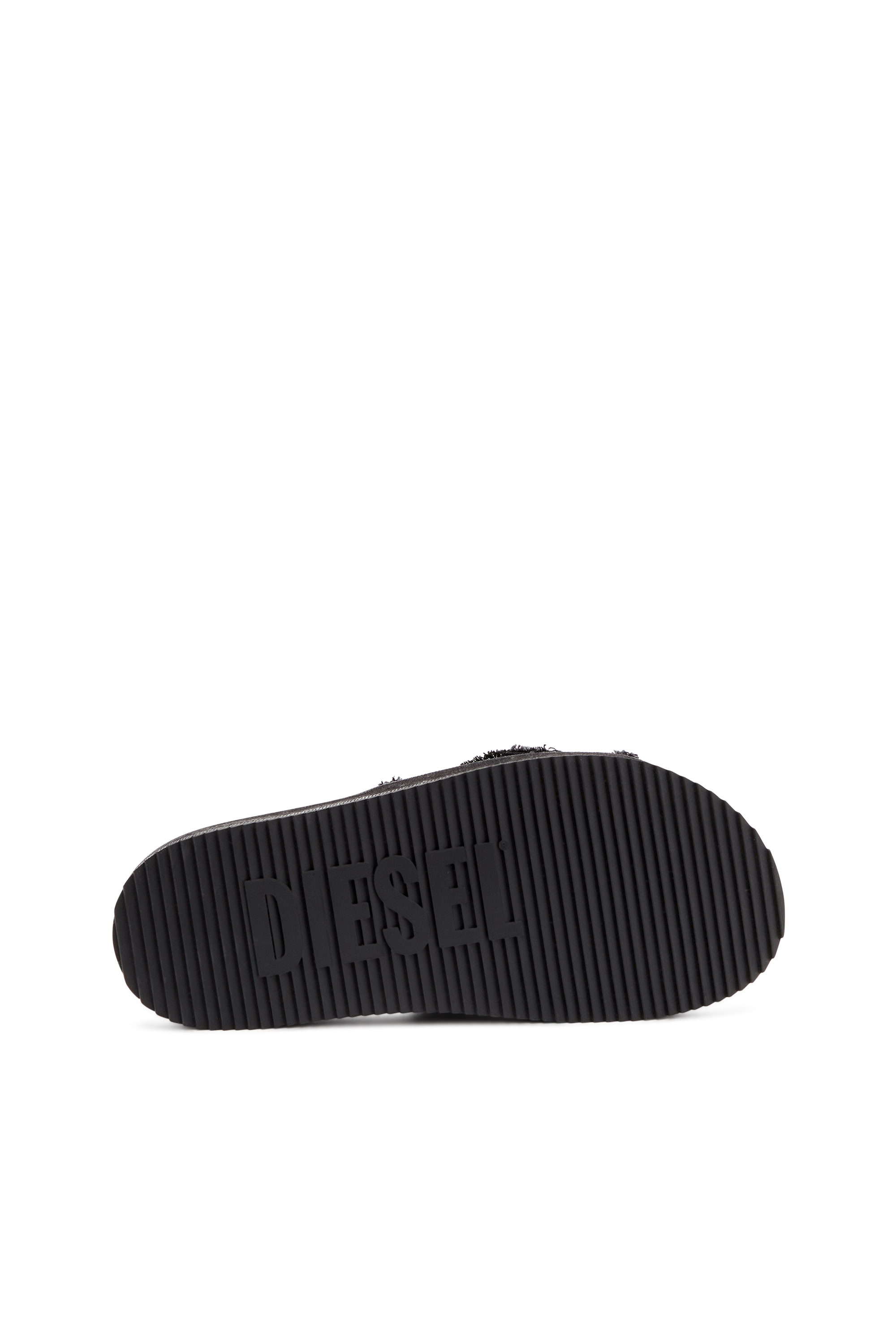 Diesel - SA-SLIDE D OVAL, Unisex's Distressed denim slides in Black - 4