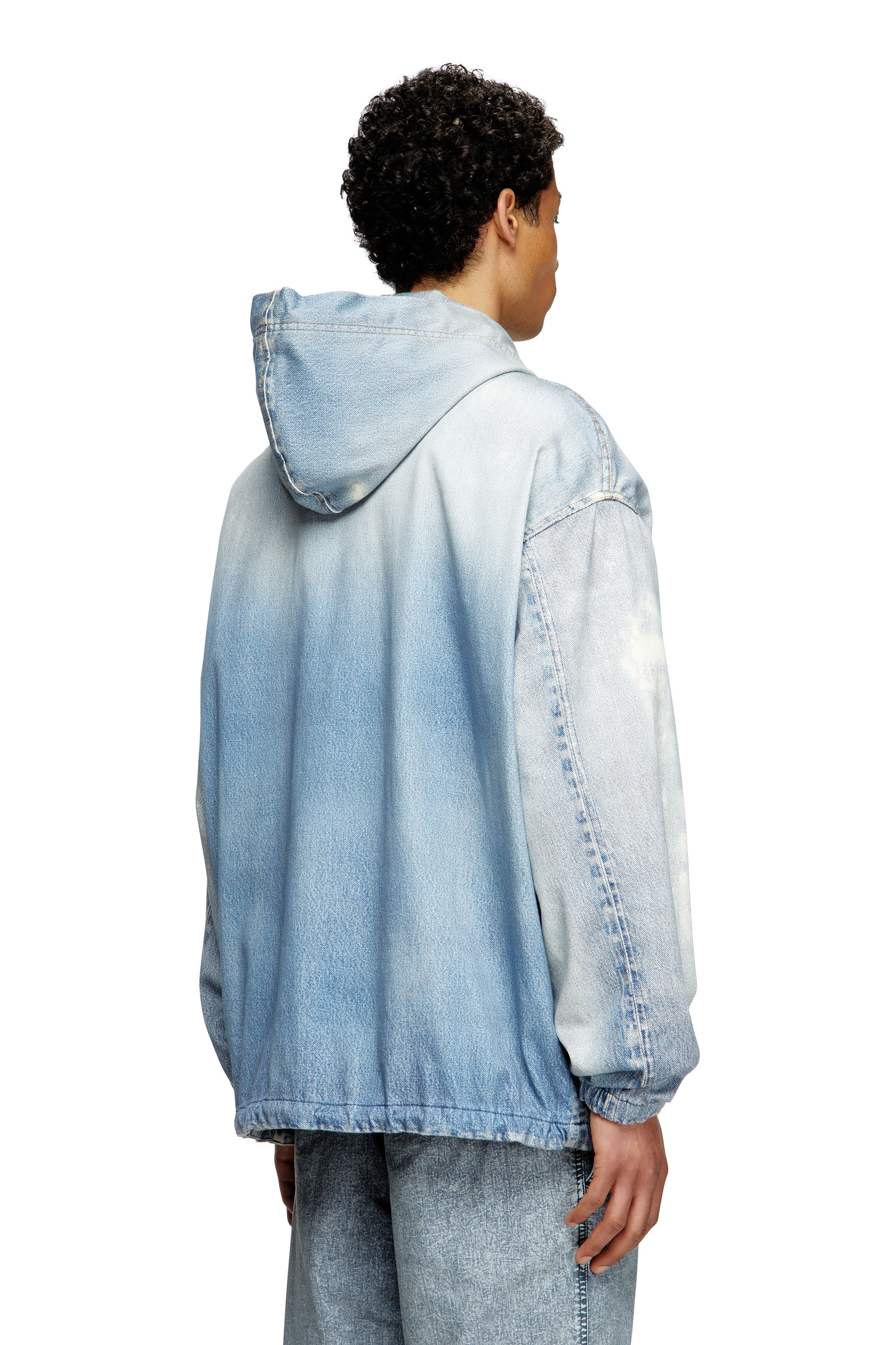 Diesel - D-WYNNY JOGG, Man's Hooded jacket in printed bleach-effect JoggJeans in Light Blue - 4