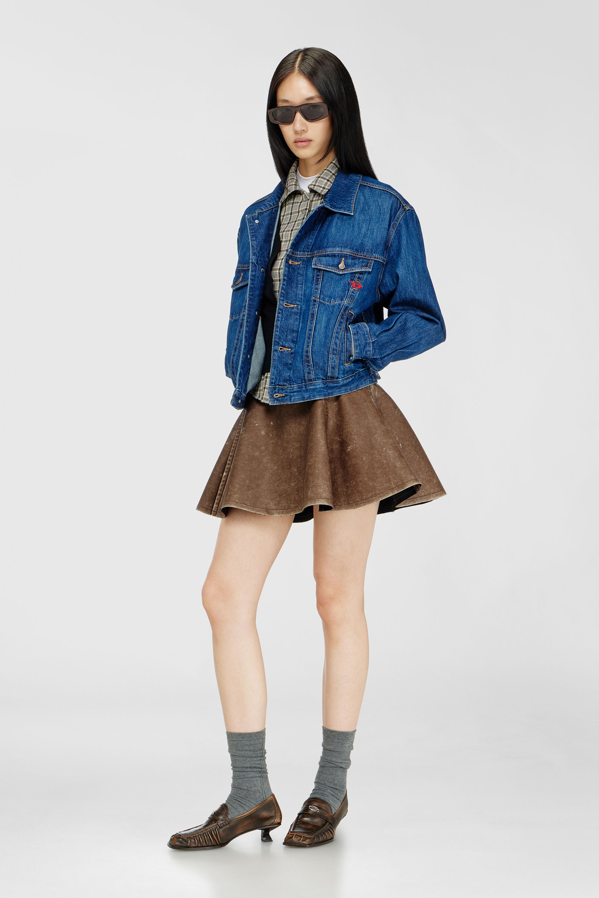 Diesel - D-RANGER, Man's Trucker jacket in denim in Medium blue - 1