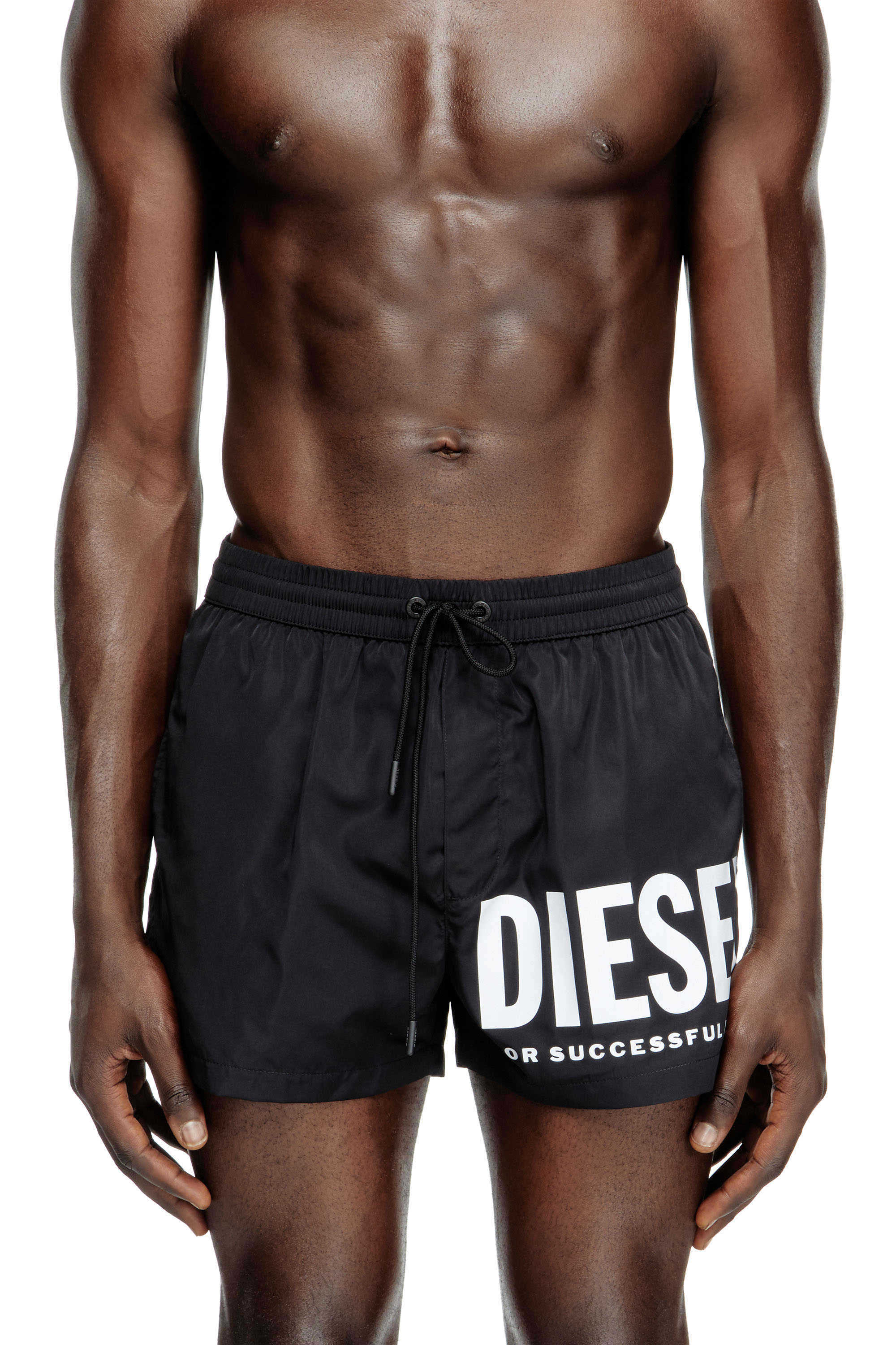 Diesel - MARIO-34-D-CORE, Man's Swim shorts with logo print in Black/White - 2