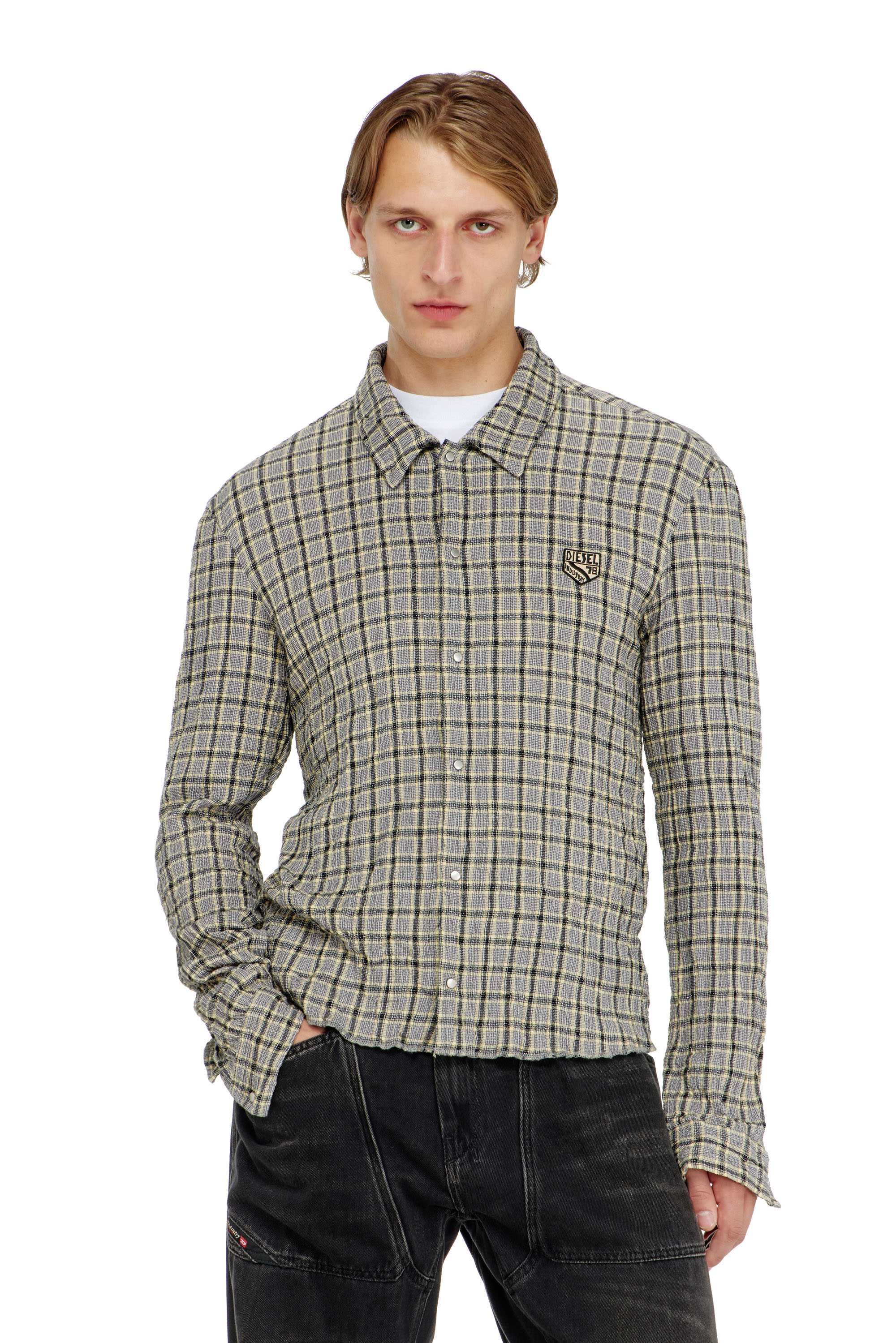 Diesel - S-SEERK, Man's Check shirt with seersucker effect in null - 1