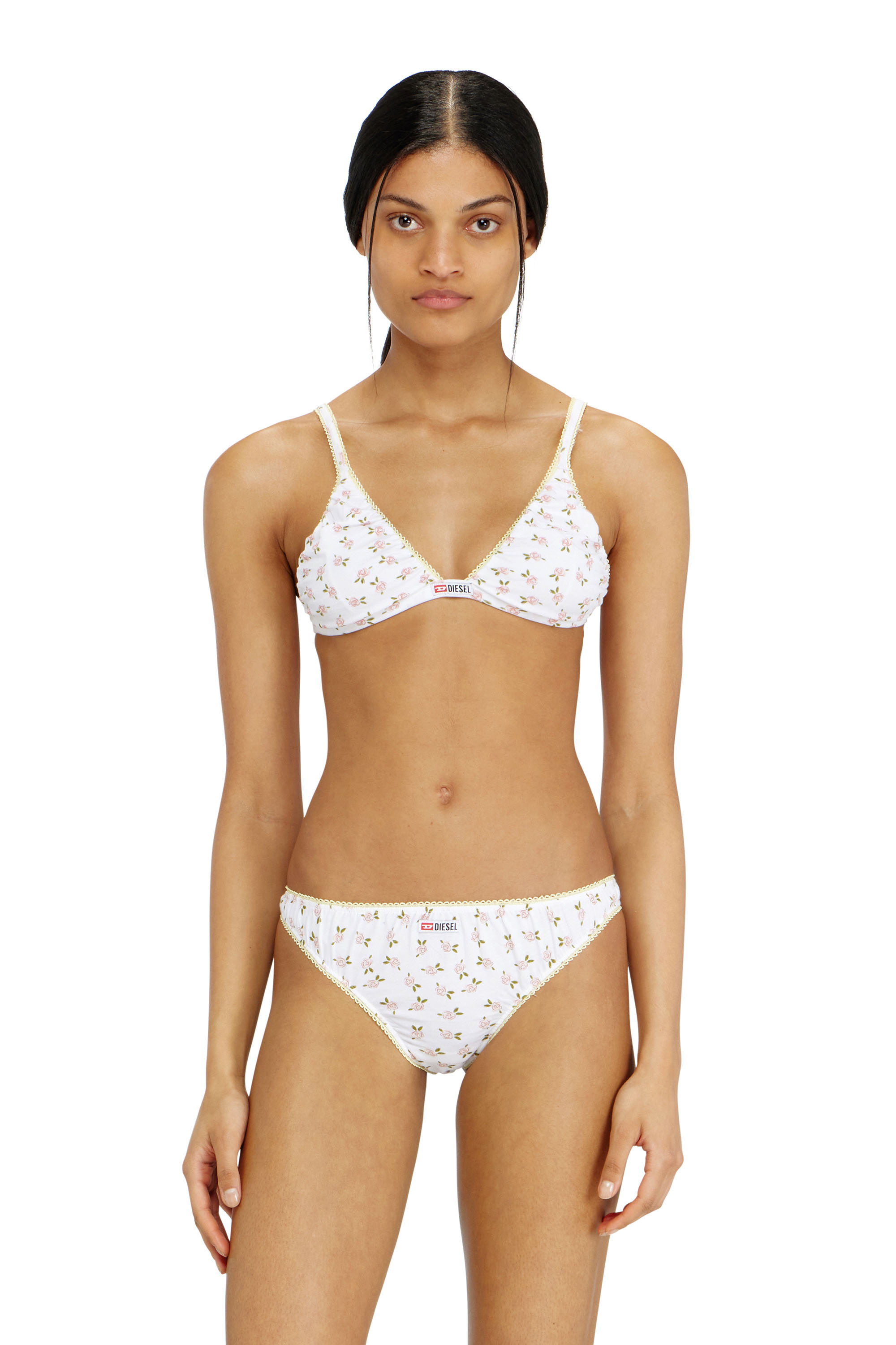 Diesel - JANA-D-CORE, Woman's Cotton triangle bra with all-over floral print in White - 1