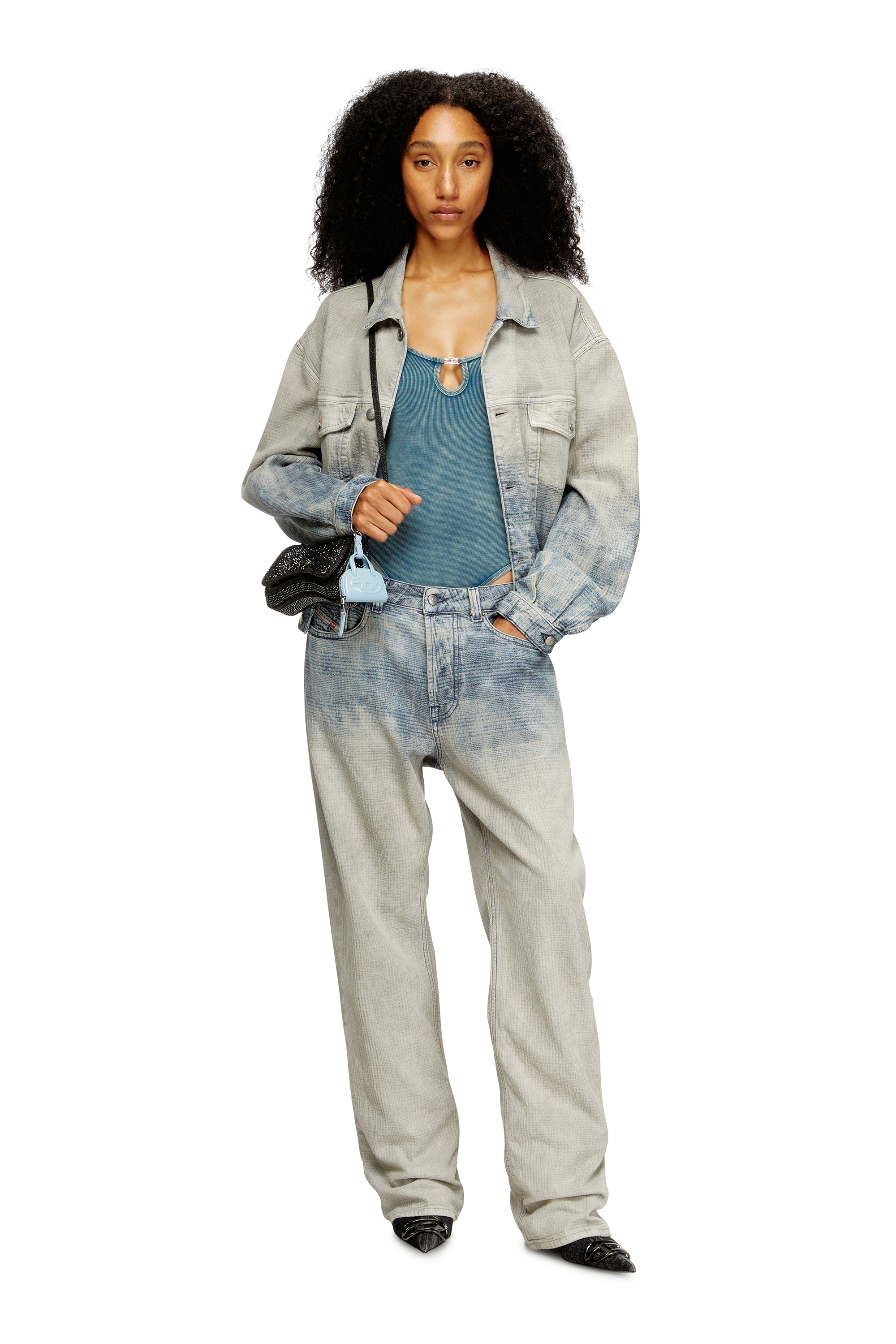 Diesel - PLAY CROSSBODY XS, Woman's Play-Mini crossbody bag in crystal Lurex in Black - 6