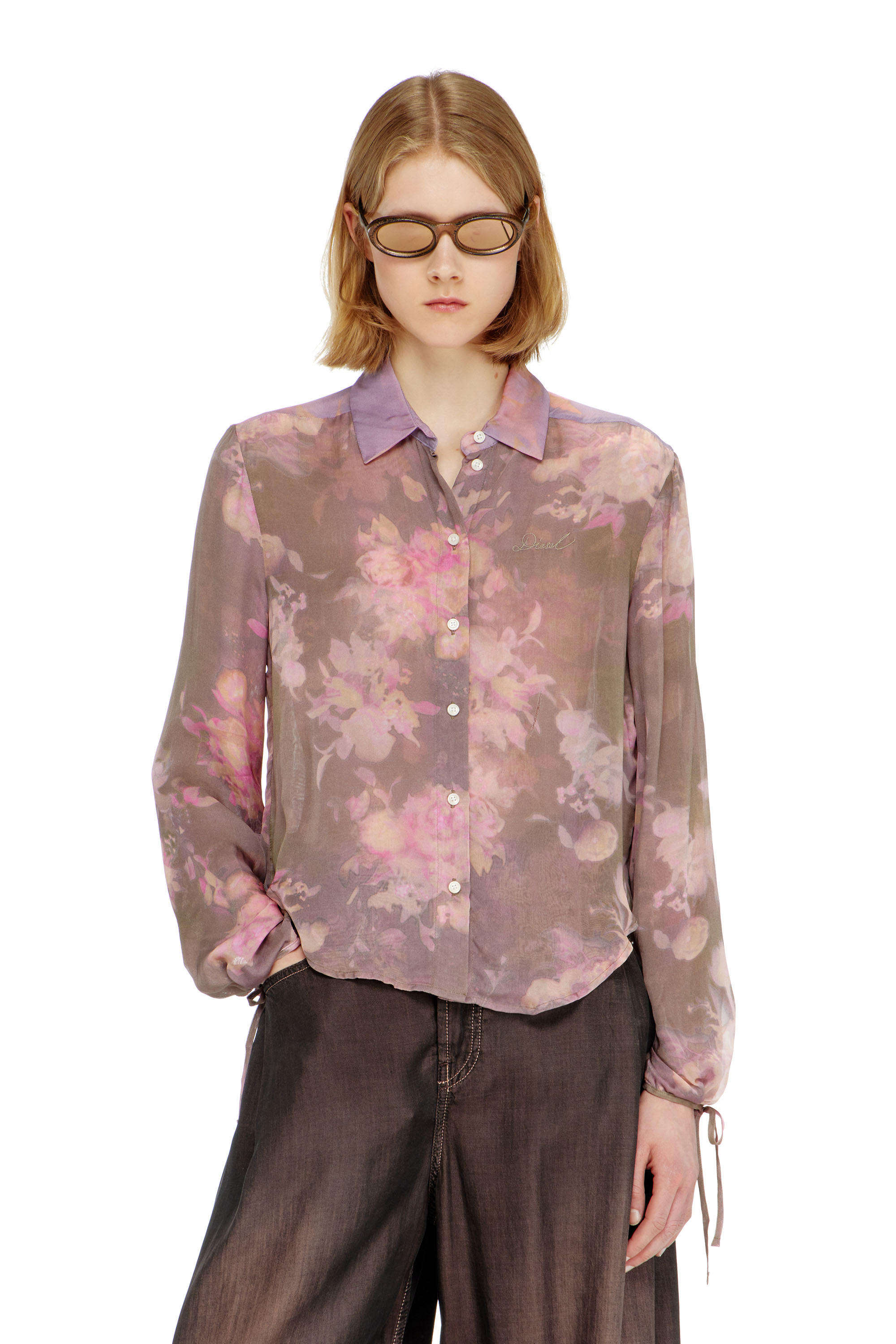 Diesel - C-LEVER, Woman's Chiffon shirt with all-over floral print in null - 3