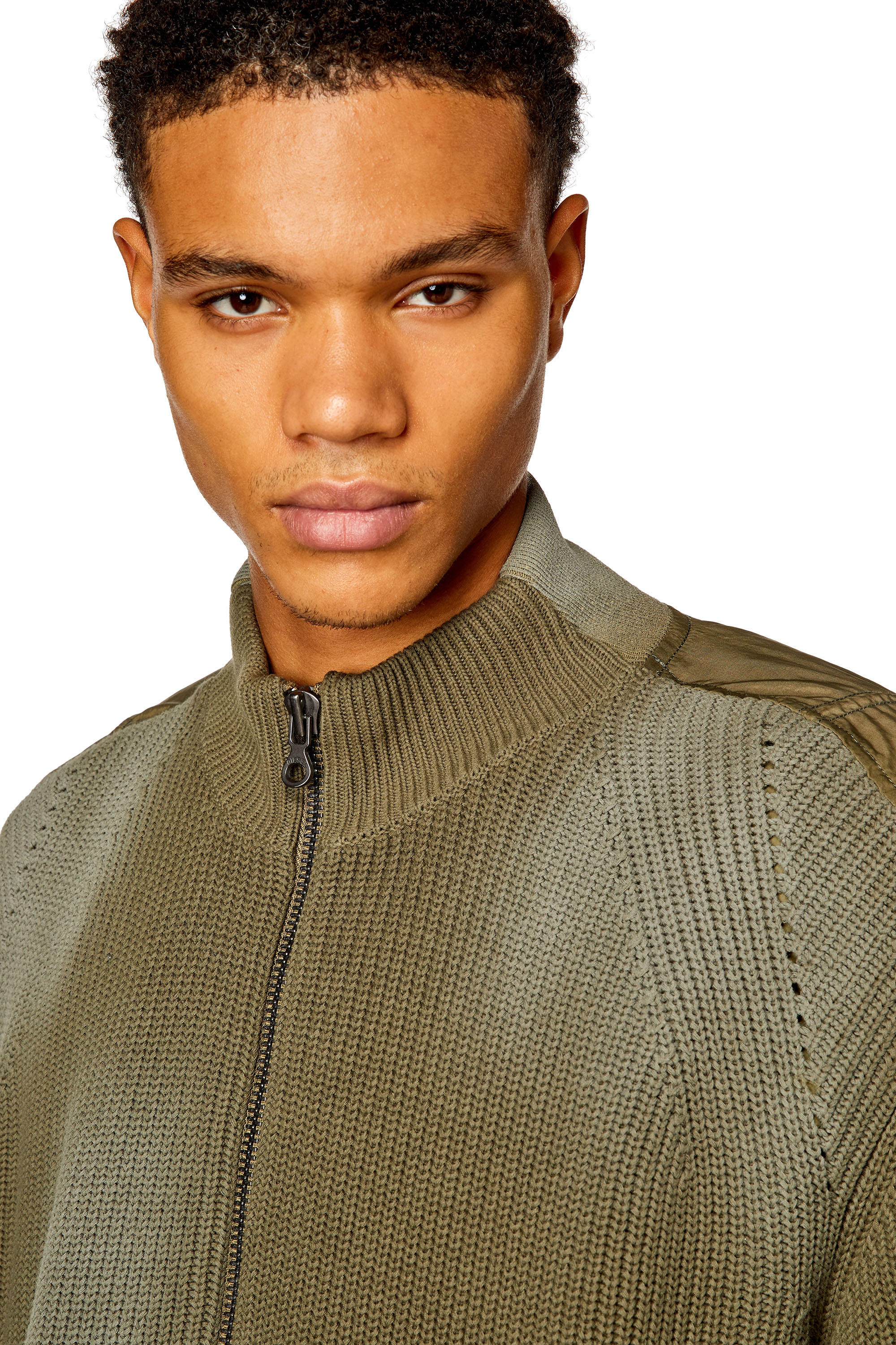 Diesel - K-OSWIN, Man Padded knit and nylon bomber jacket in Green - Image 5