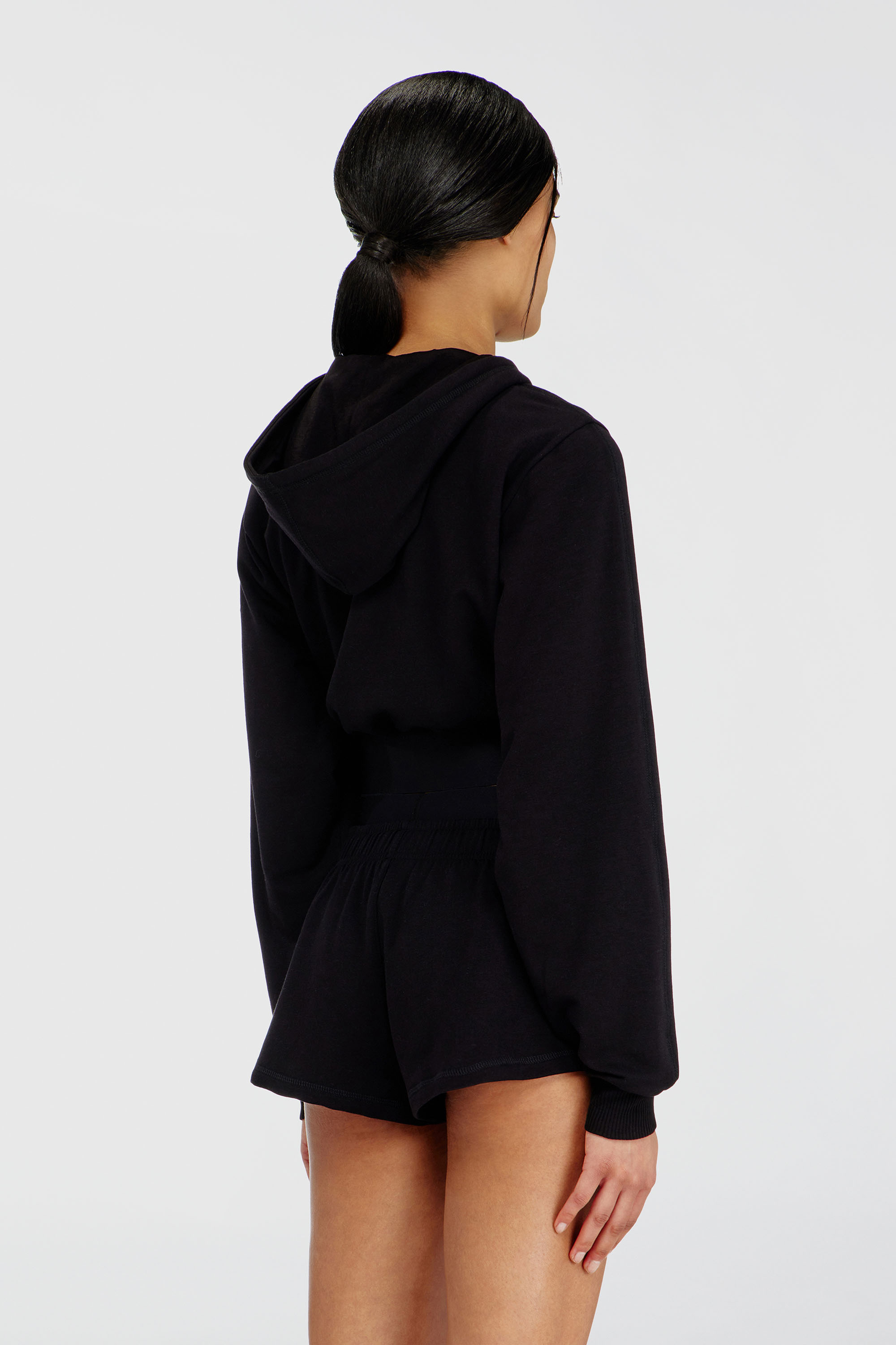 Diesel - NIKA-D-POP, Woman's Cropped hoodie with logo band in Black - 4