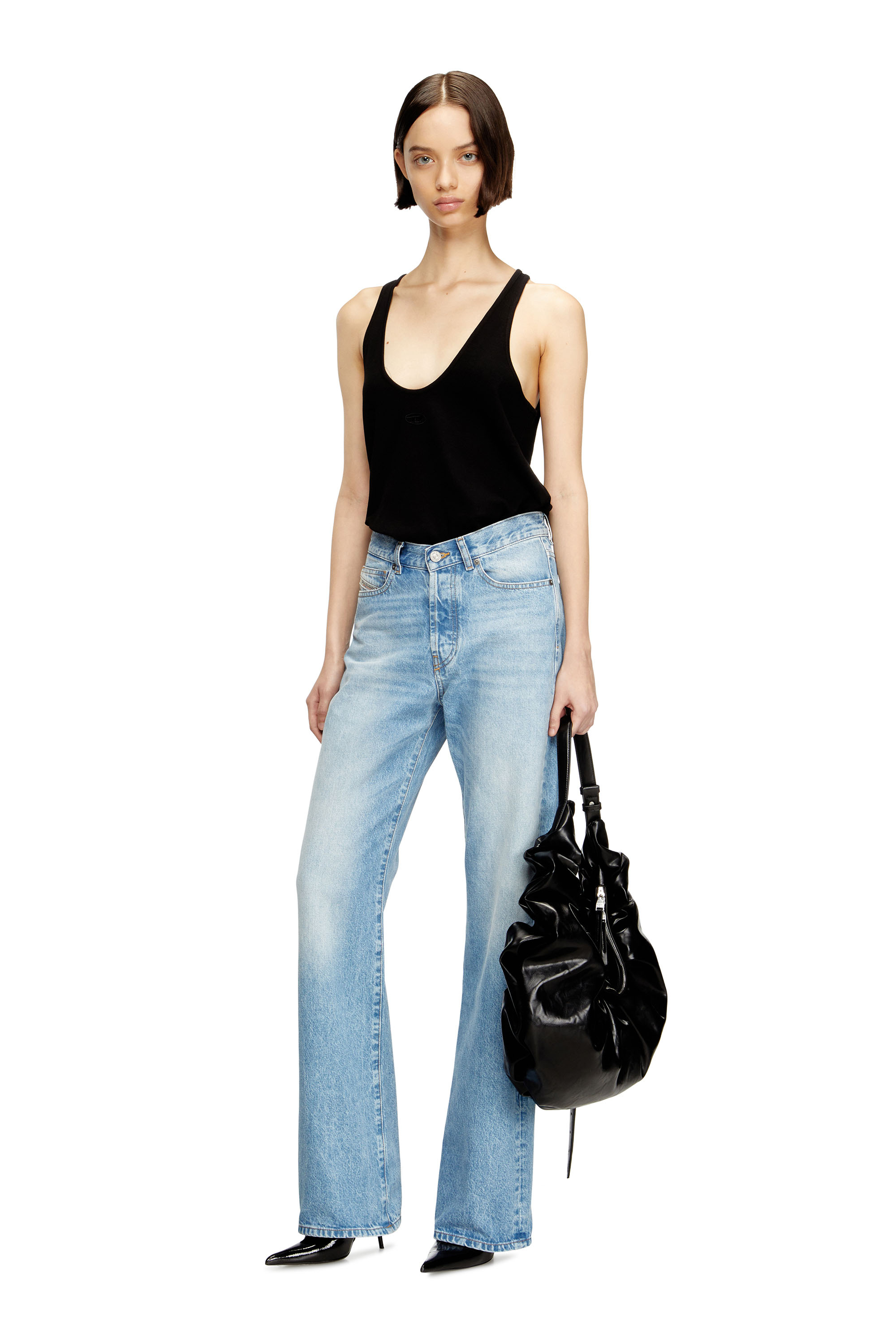 Diesel - T-IPSYA-LKDS, Woman's Ribbed tank with Oval D in Black - 1