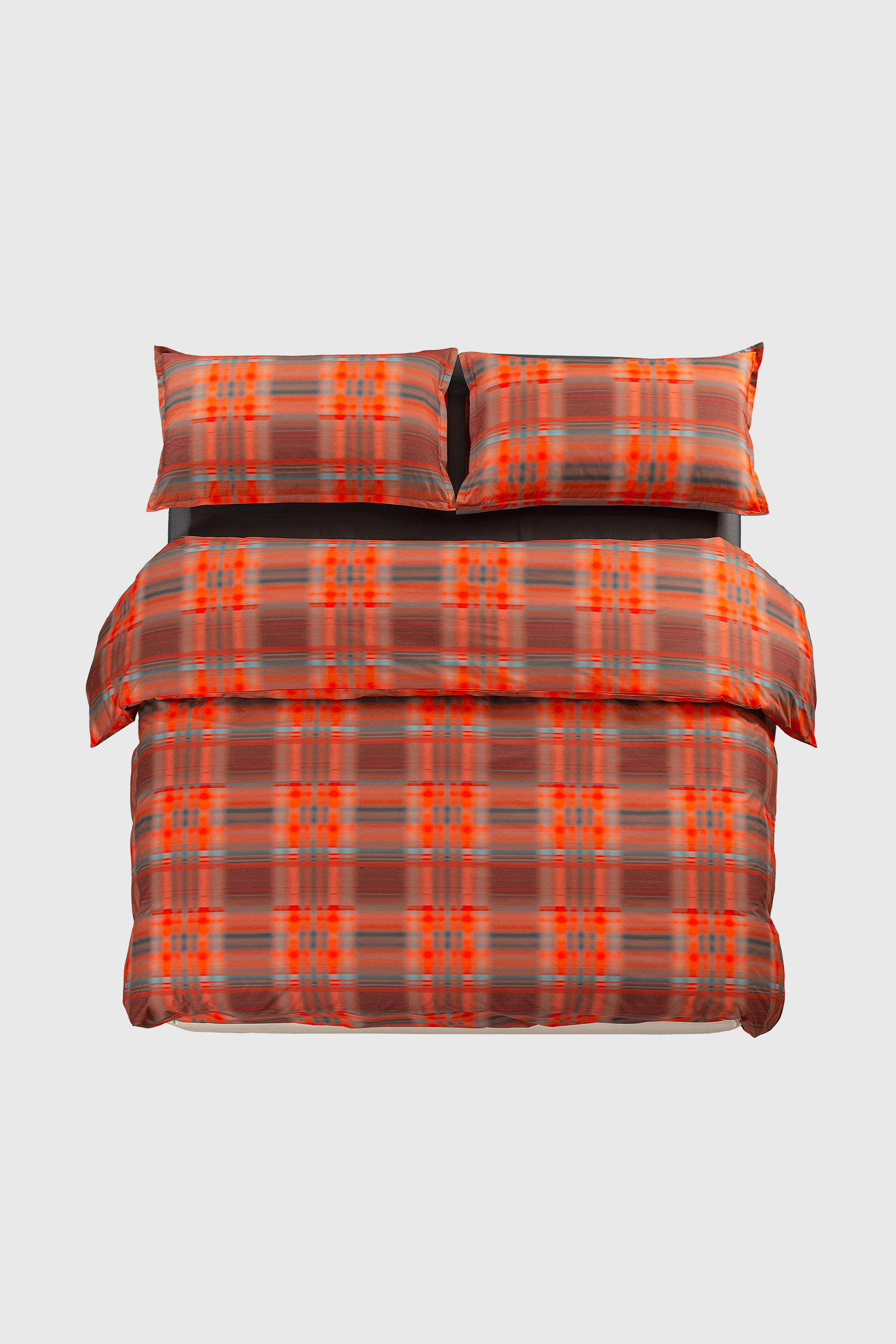 Diesel - 1016333  HAZY TARTAN DUVET COVER SET FOR, Unisex's Percale duvet cover parure  for a queen-size bed in Orange - 1