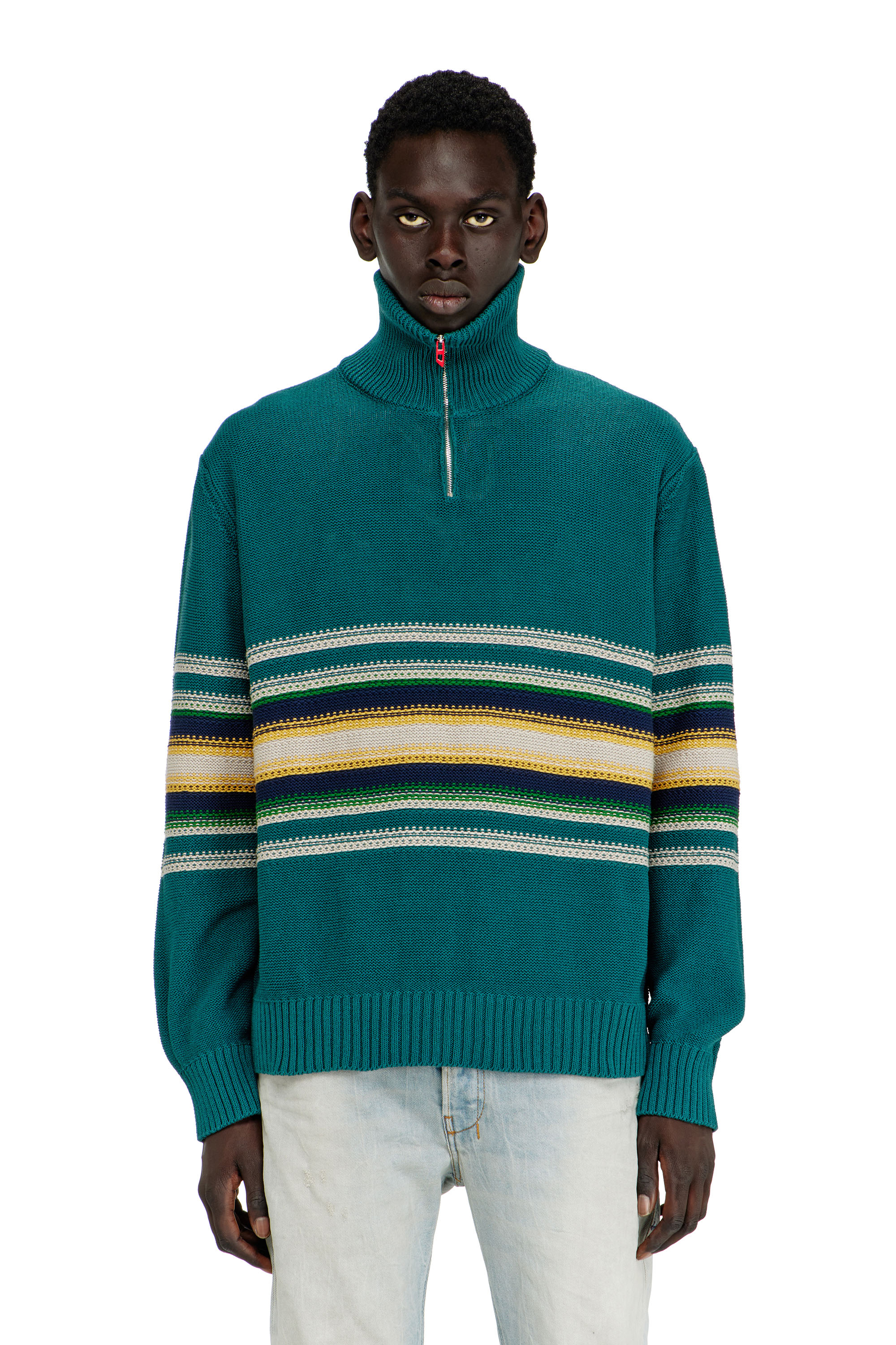 Diesel - K-TIMEO, Man's Cotton jumper with turtle neck in Green - 2
