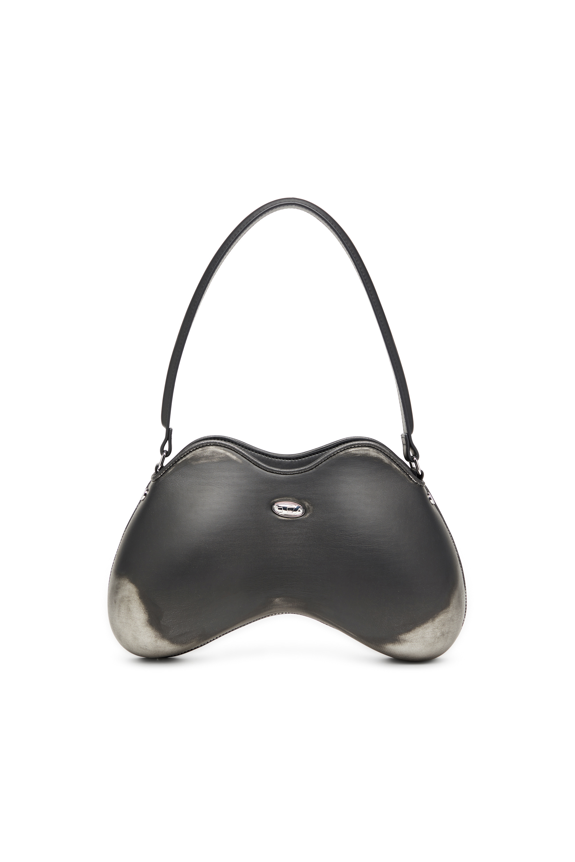 Diesel - DOUBLE-D SHOULDER, Woman's Double-D-Rigid shoulder bag in brushed PU in Black/Silver - 1
