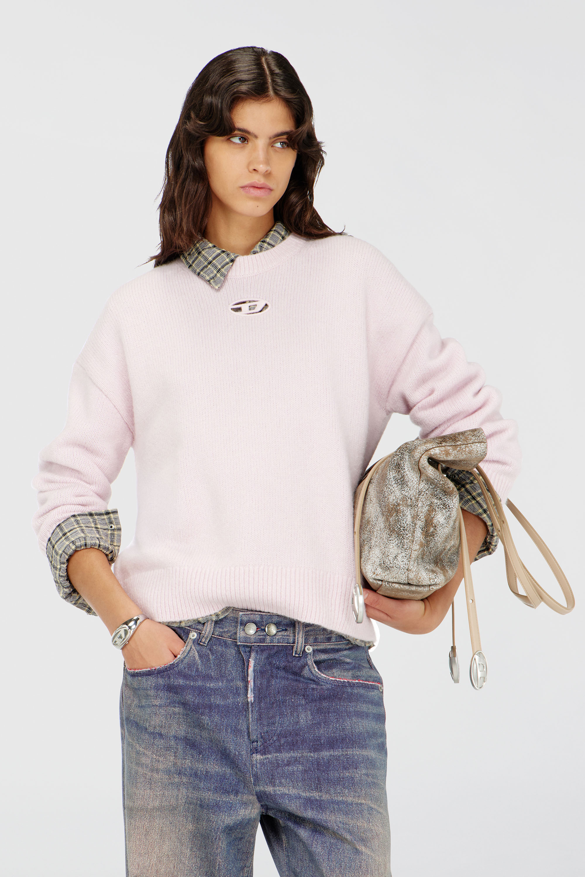 Diesel - M-AREETA, Woman's Jumper in wool and alpaca blend in Pink - 3