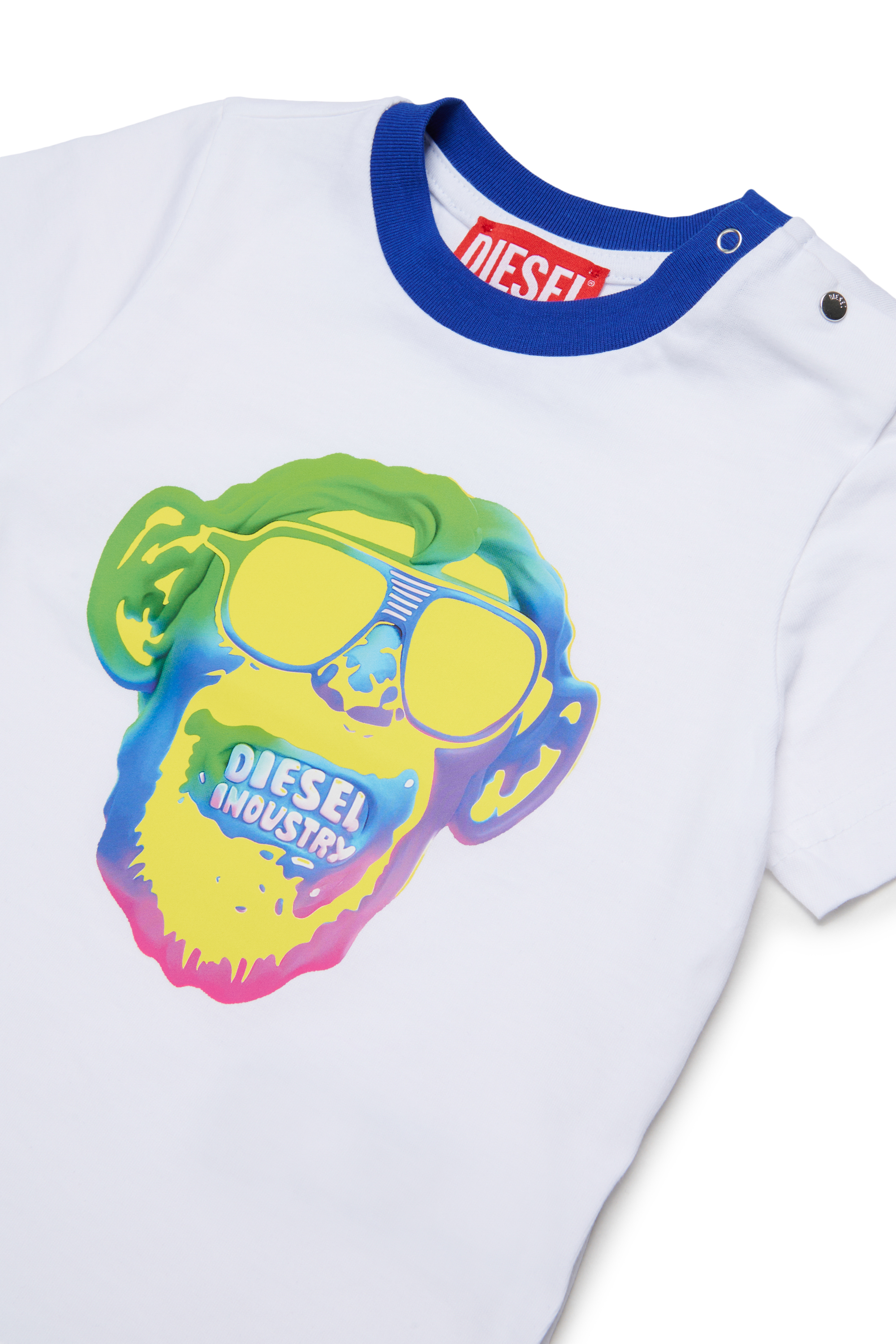 Diesel - TOKEYB, Man's Cotton T-shirt with monkey print in White - 3