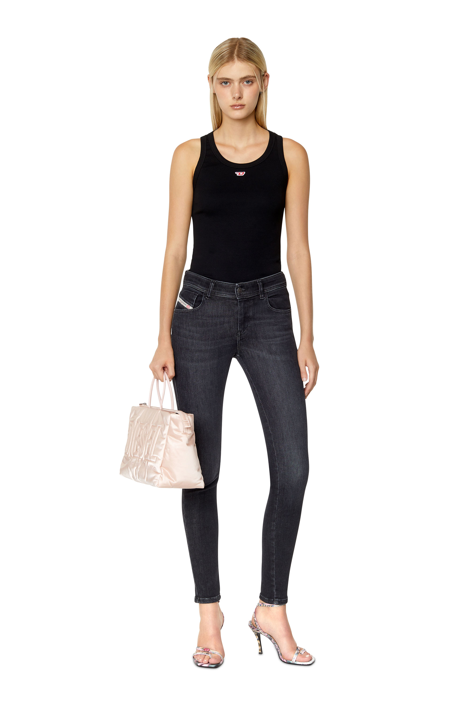 Diesel - 2017 Slandy 09D96 Super skinny Jeans, Black/Dark grey - Image 5