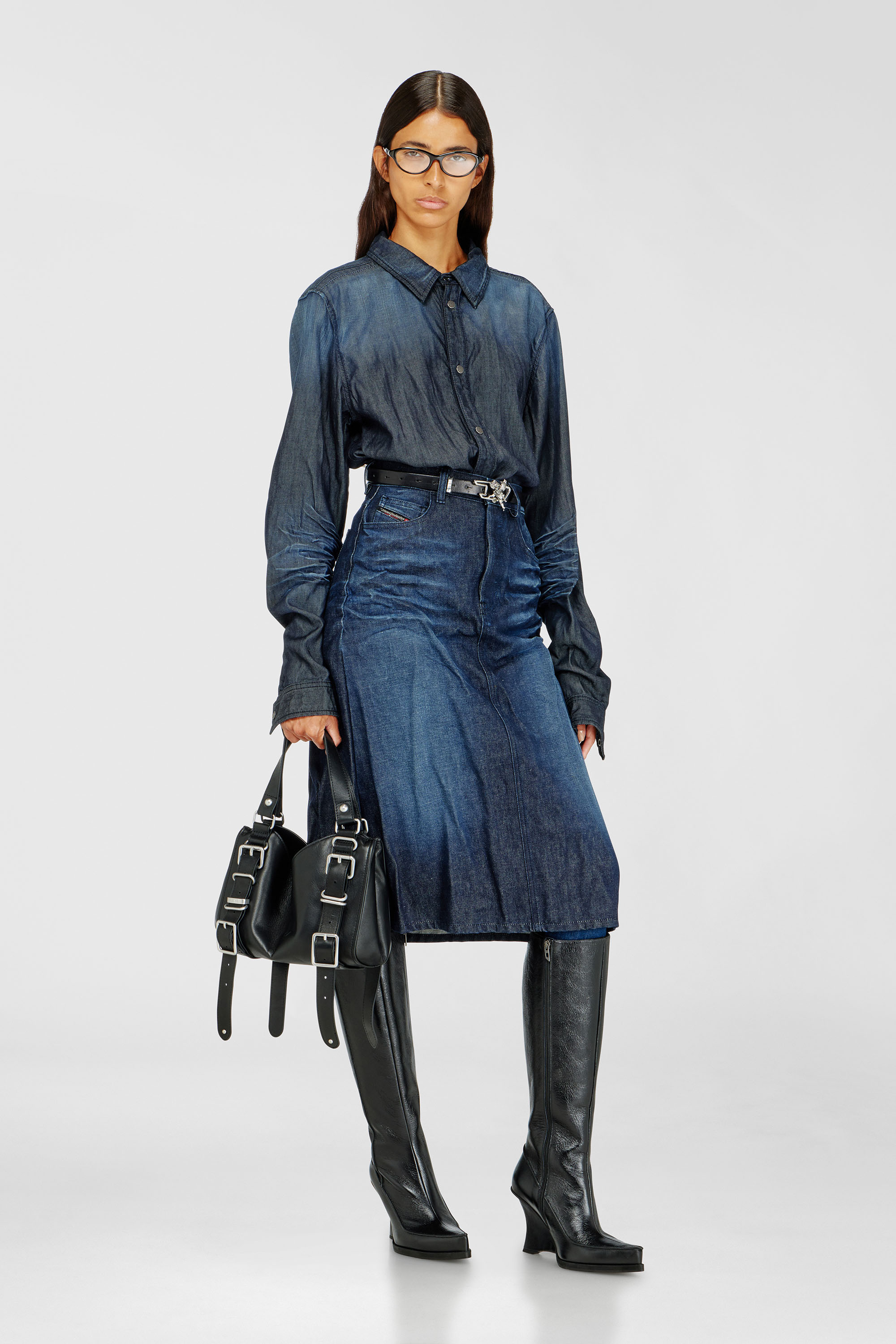 Diesel - D-LUCETTE-90-KB W, Woman's D-Lucette-Knee-high boots in leather in Black - 2