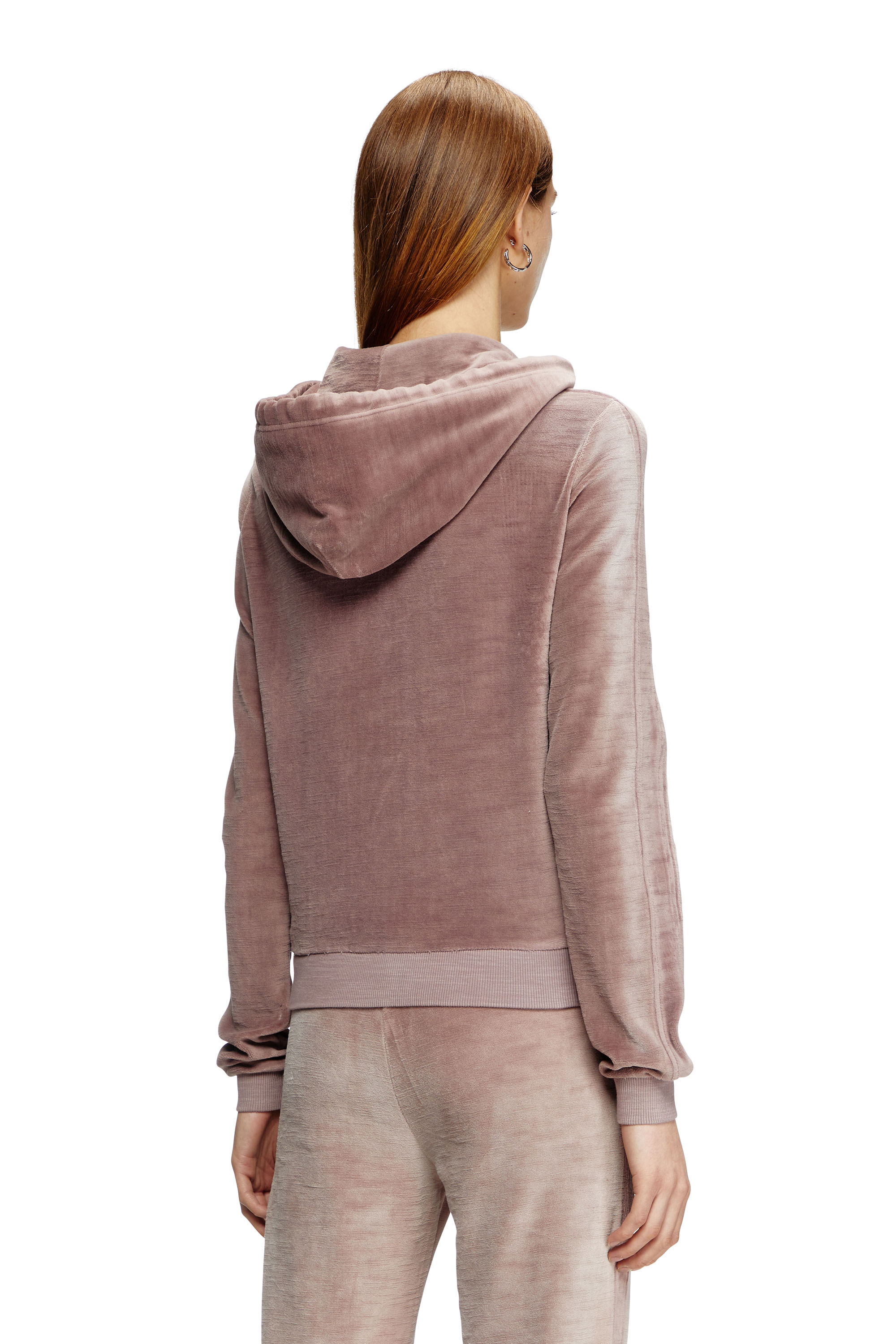 Diesel - F-ELY-Q1, Woman's Zip-up hoodie in faded chenille in Pink - 3