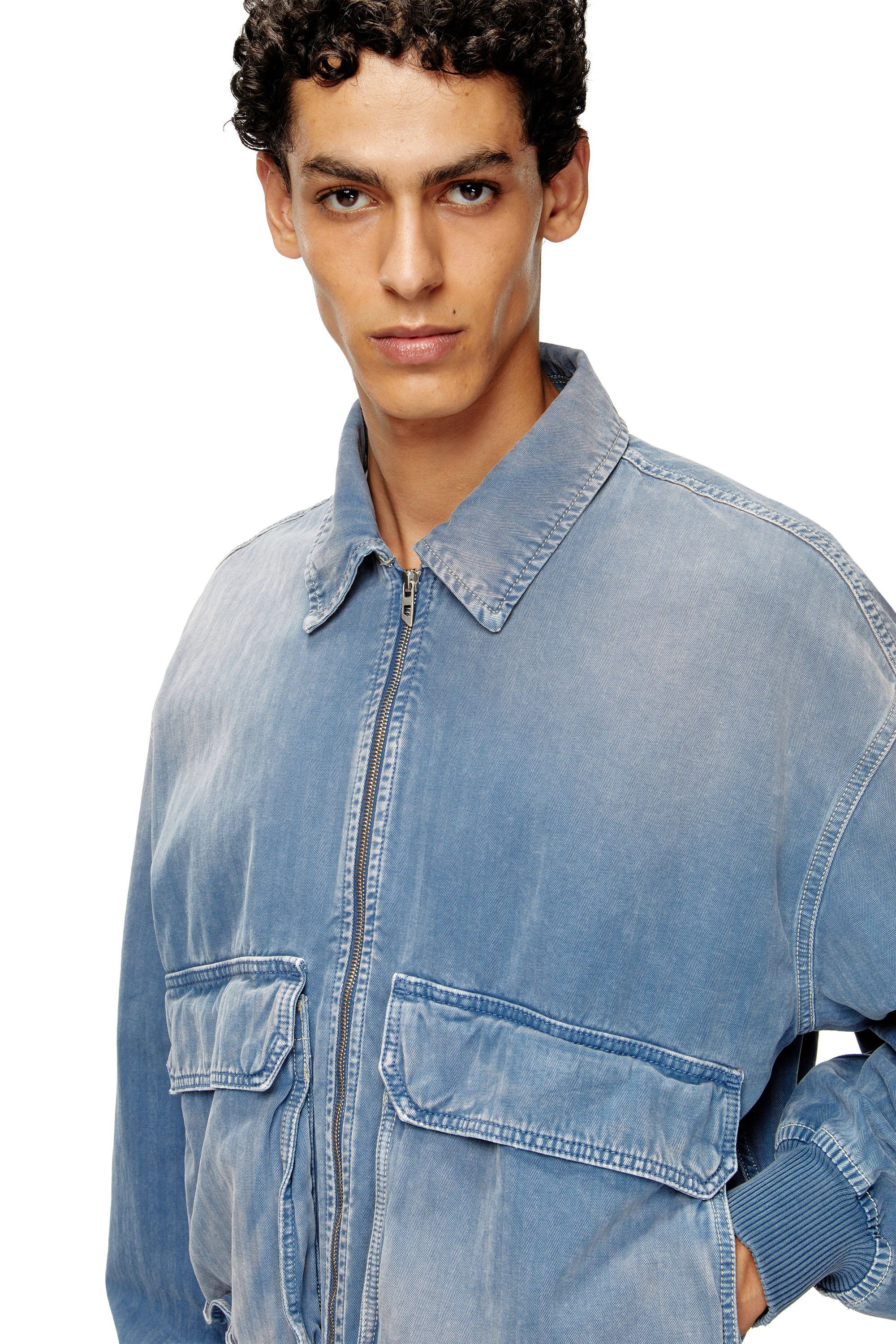 Diesel - D-KURZ, Unisex's Jacket in coloured herringbone denim in Light Blue - 5