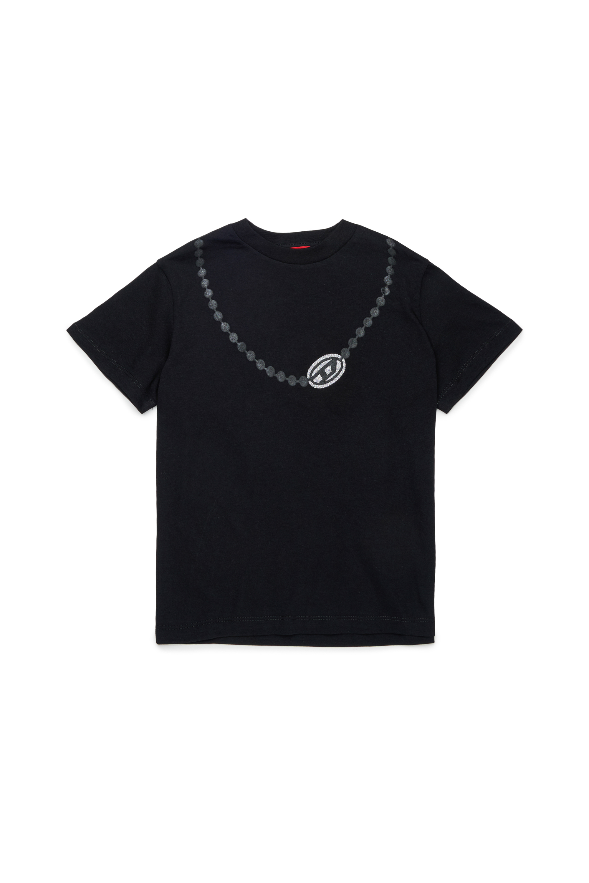 Diesel - TICLA, Woman's Cotton T-shirt with necklace print in Black - 1