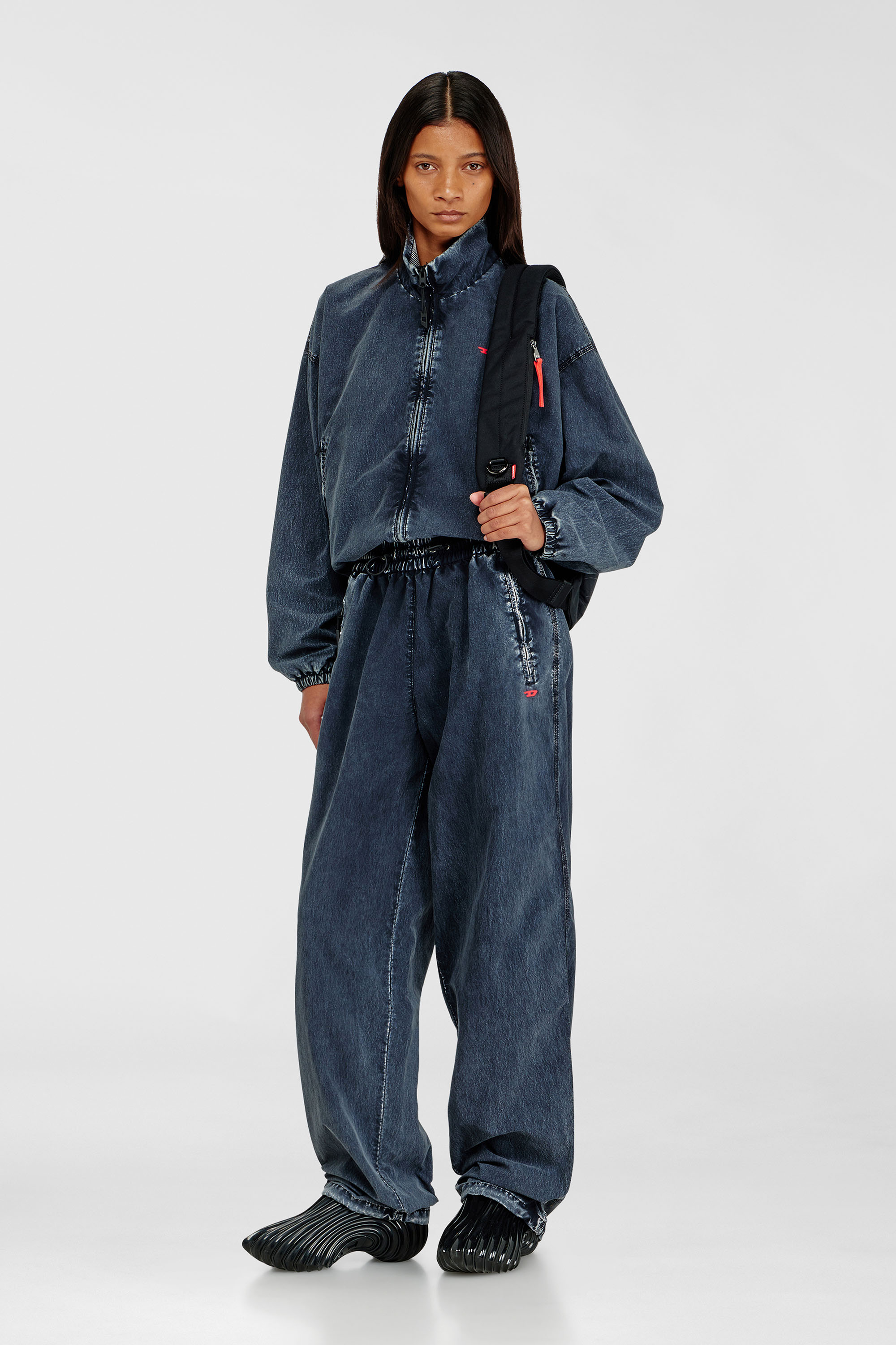 Acid-wash track pants in nylon Taslan