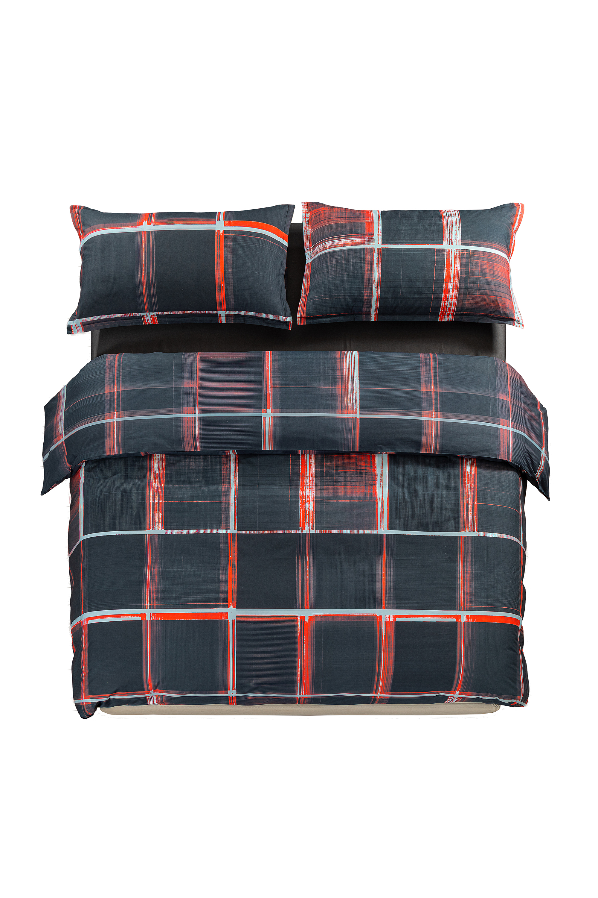 Diesel - 1016331 PSYCHEDELIC CHECKS DARK  DUVET C, Unisex's Percale duvet cover parure  for a queen-size bed in Black/Red - 1