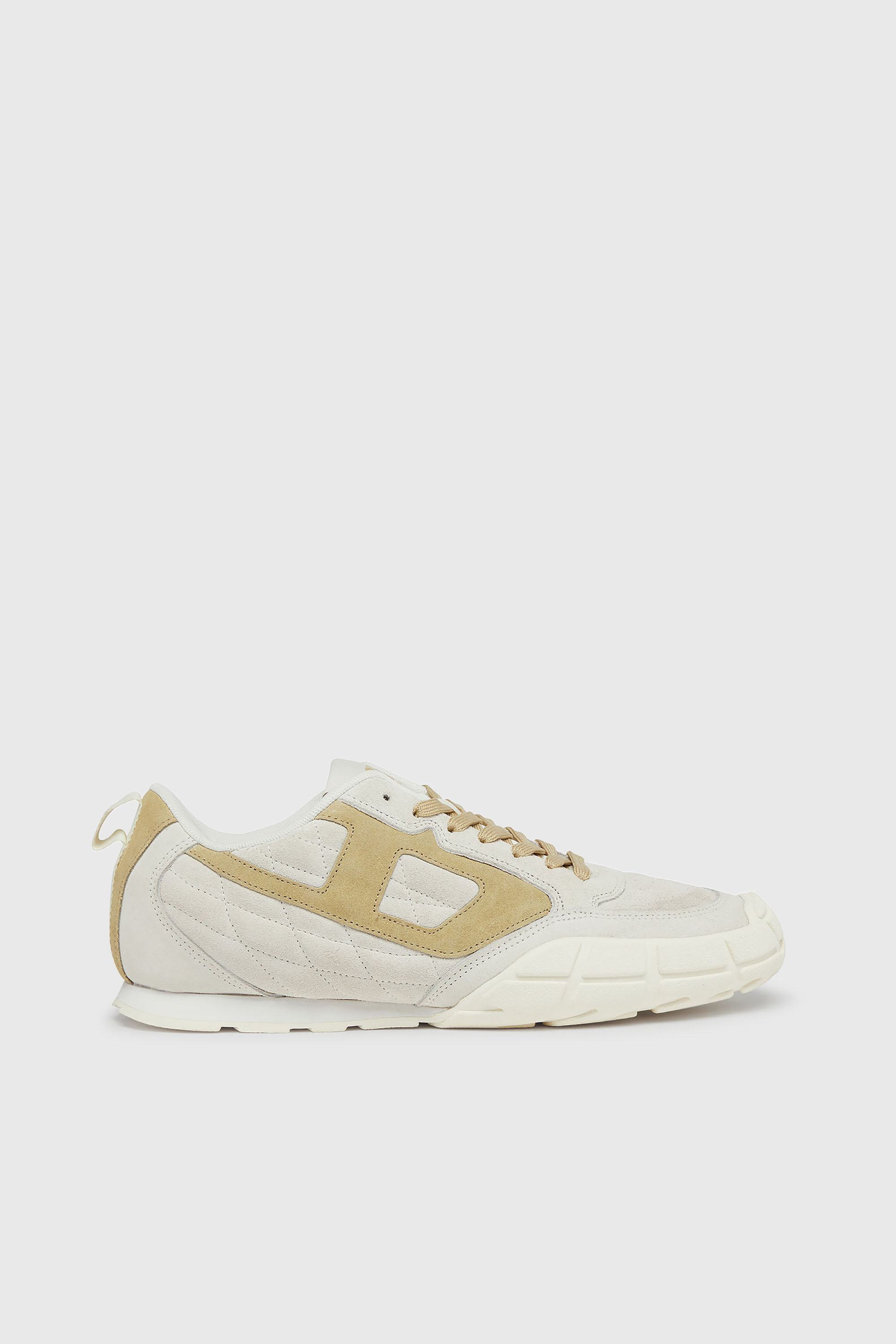 Diesel - S-PAGODHA LOW W, Woman's S-Pagodha-Quilted suede sneakers in White/Brown - 1