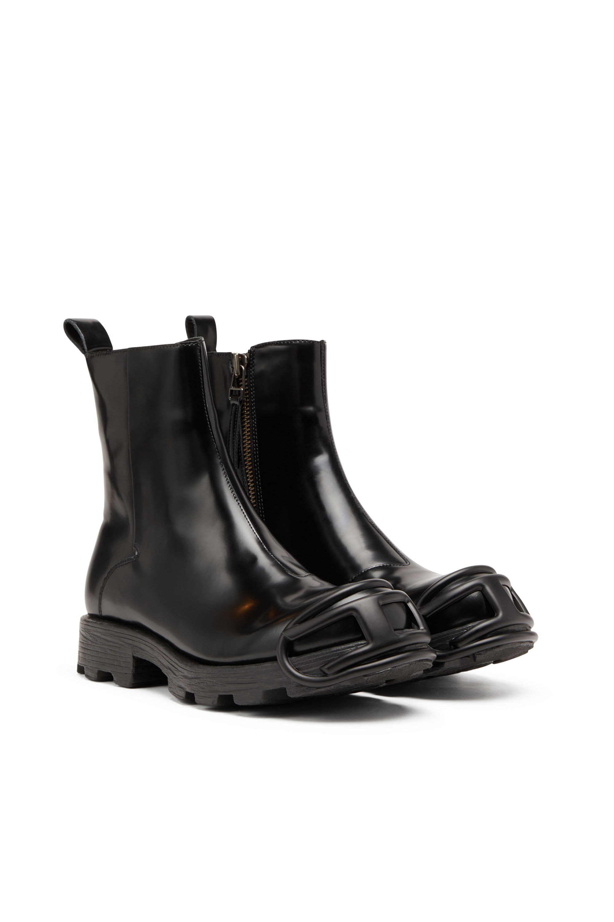 Diesel - D-HAMMER BT ZIP D, Man's D-Hammer-Leather Chelsea boots with Oval D toe caps in Black - 2