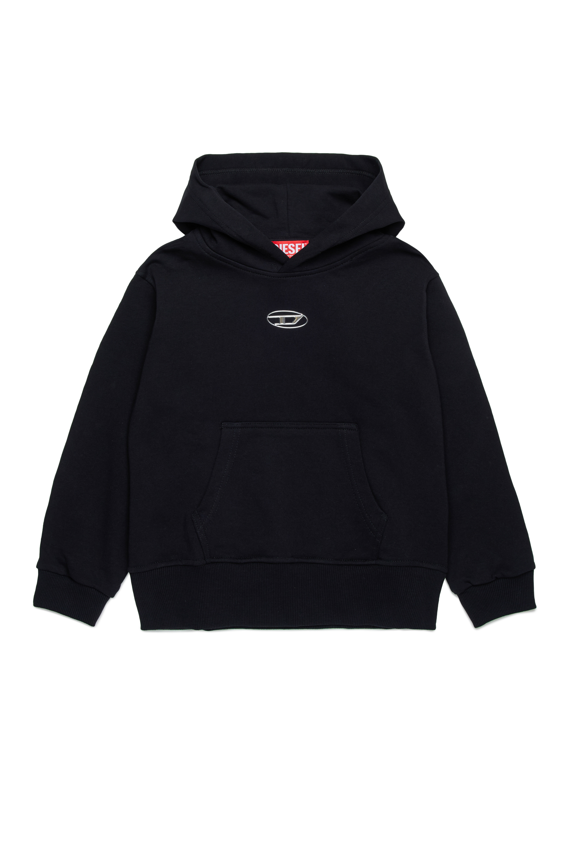 Diesel - SMACSHOODOD OVER, Man's Hoodie with metal-look Oval D logo in Black - 1