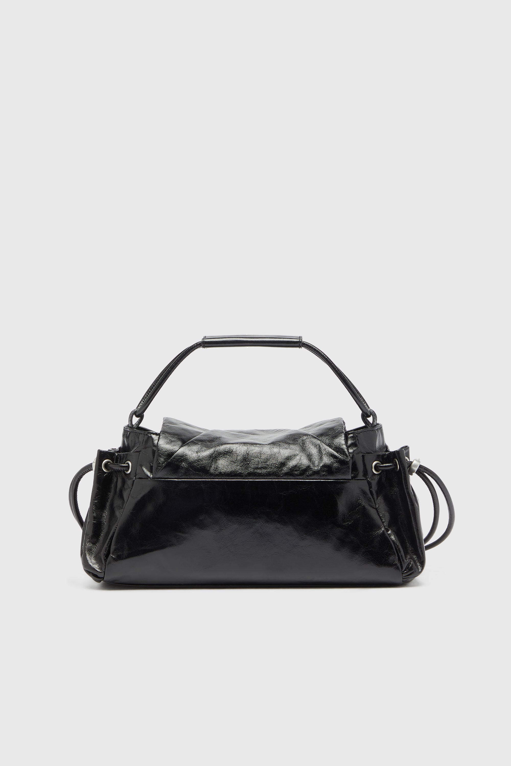 Diesel - SCRUNCH-D TOP HANDLE, Woman's Scrunch-D - Top-handle bag in shiny wrinkled leather in Black - 2