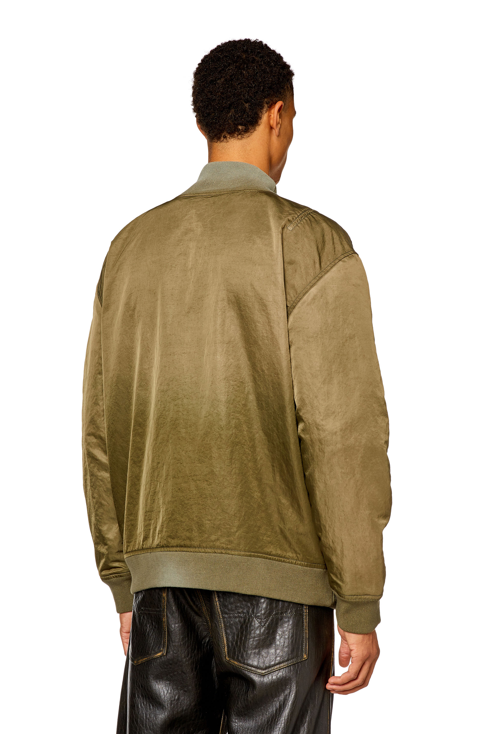 Diesel - K-OSWIN, Man Padded knit and nylon bomber jacket in Green - Image 4