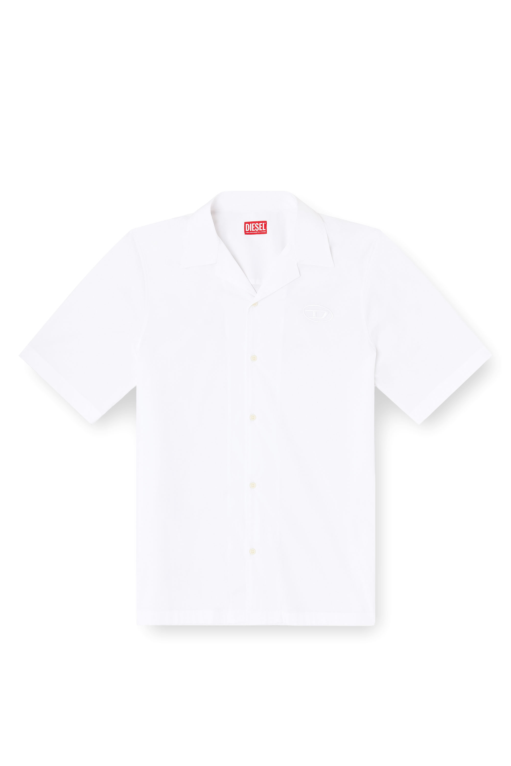Diesel - S-MAC-GSBH, Man's Stretch poplin shirt with Oval D embroidery in White - 3
