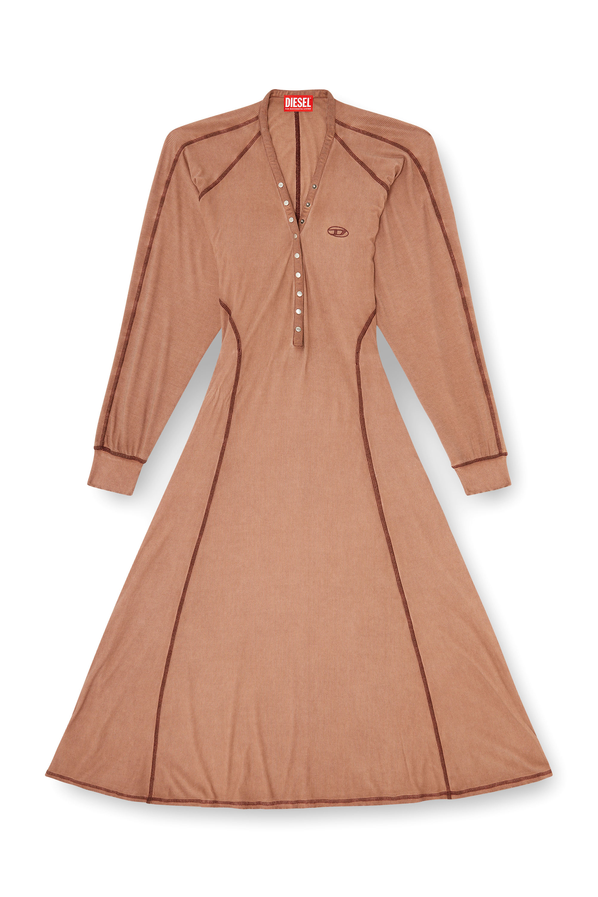 Diesel - D-ISERINA, Woman's Midi dress in ribbed jersey with batwing sleeves in null - 1