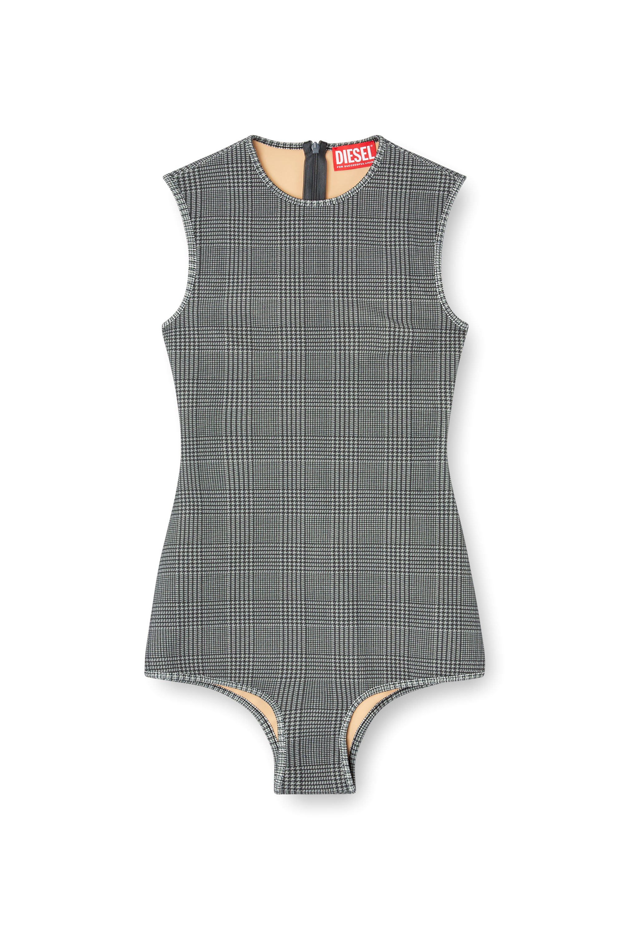 Diesel - J-ETTA, Woman's Bodysuit in checked bonded jersey in Grey - 1