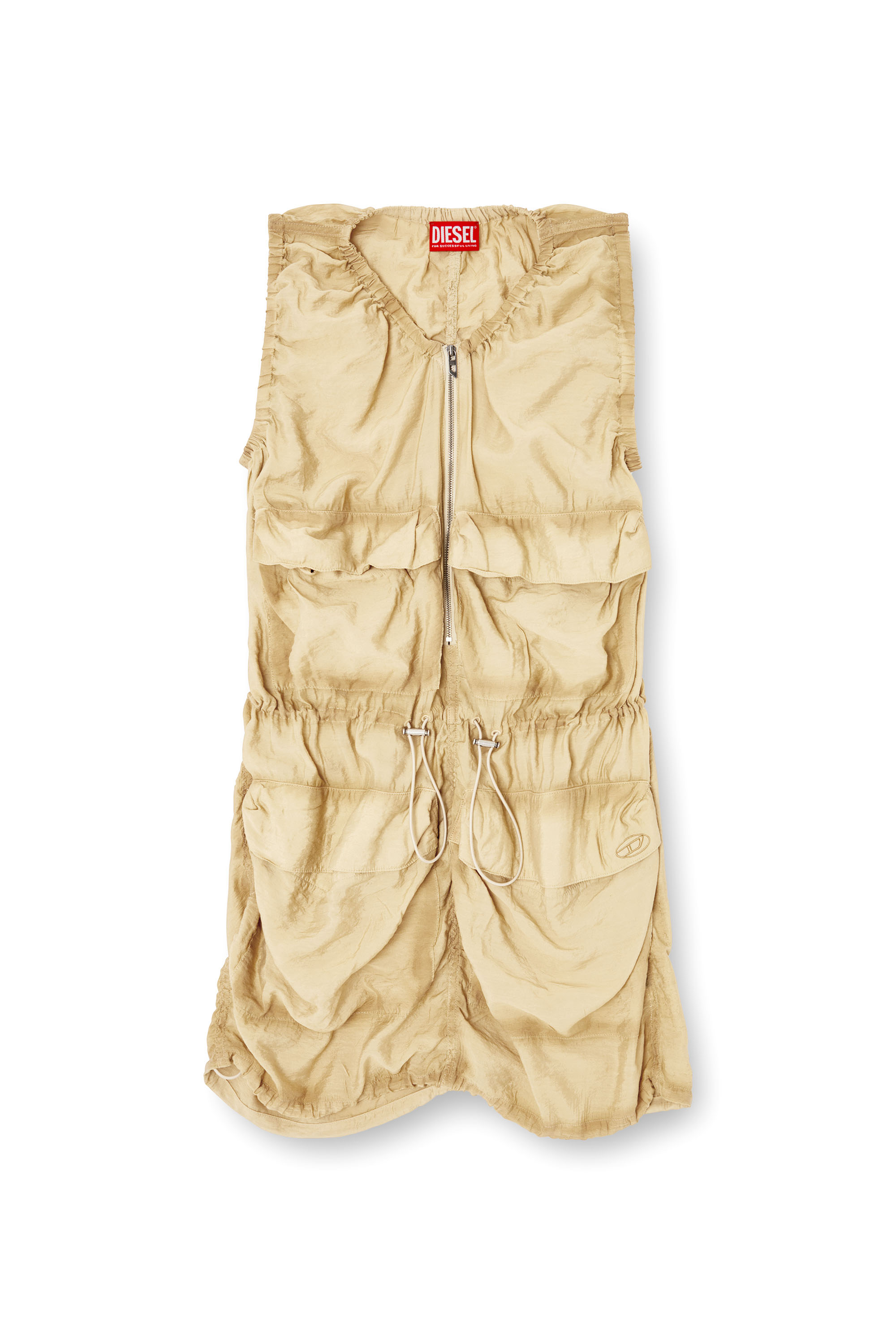 Diesel - D-RESDEN, Woman's Cargo dress in treated viscose-nylon in Beige - 3
