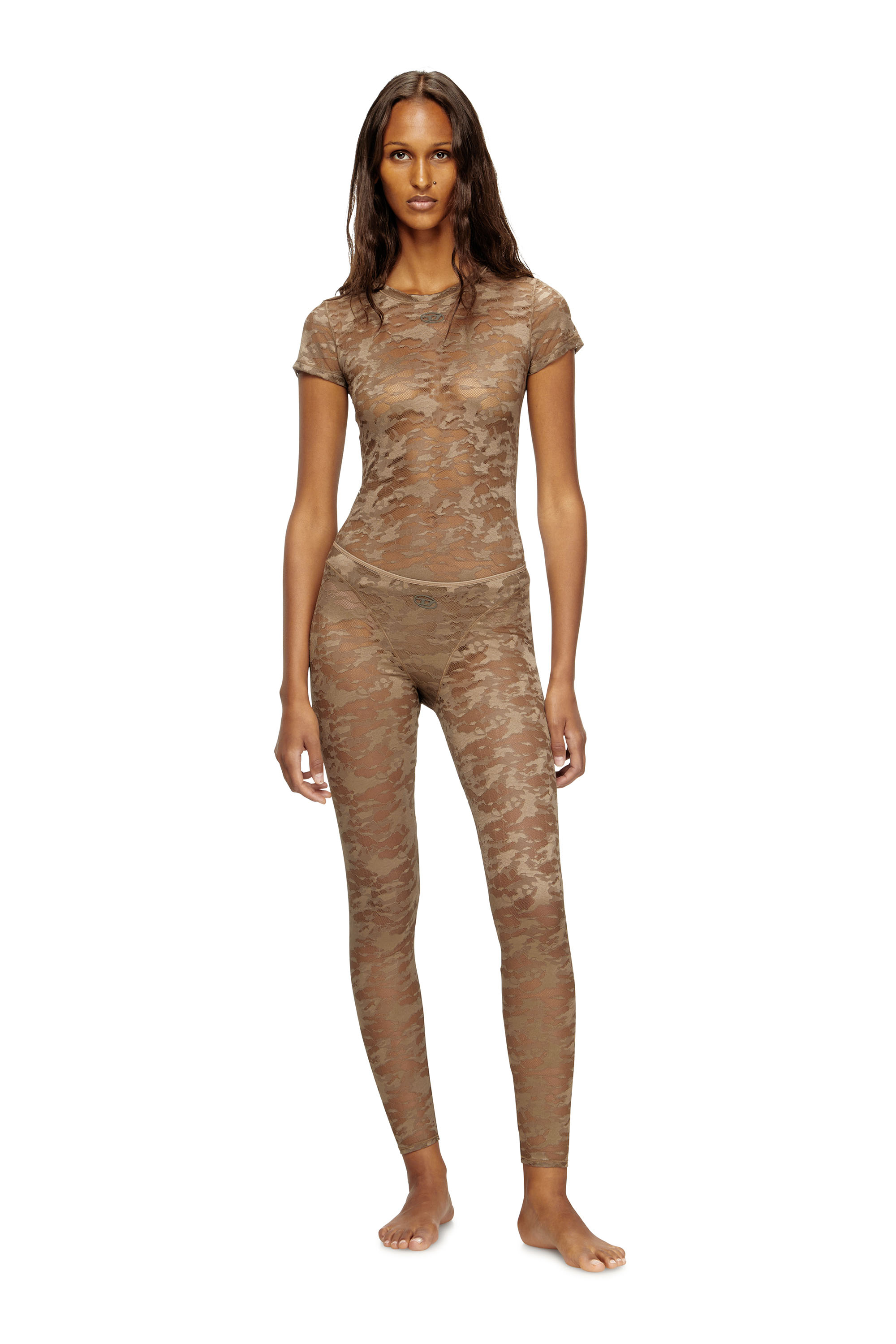 Diesel - KASIA-UTLT, Woman's Camo lace T-shirt in Brown - 1