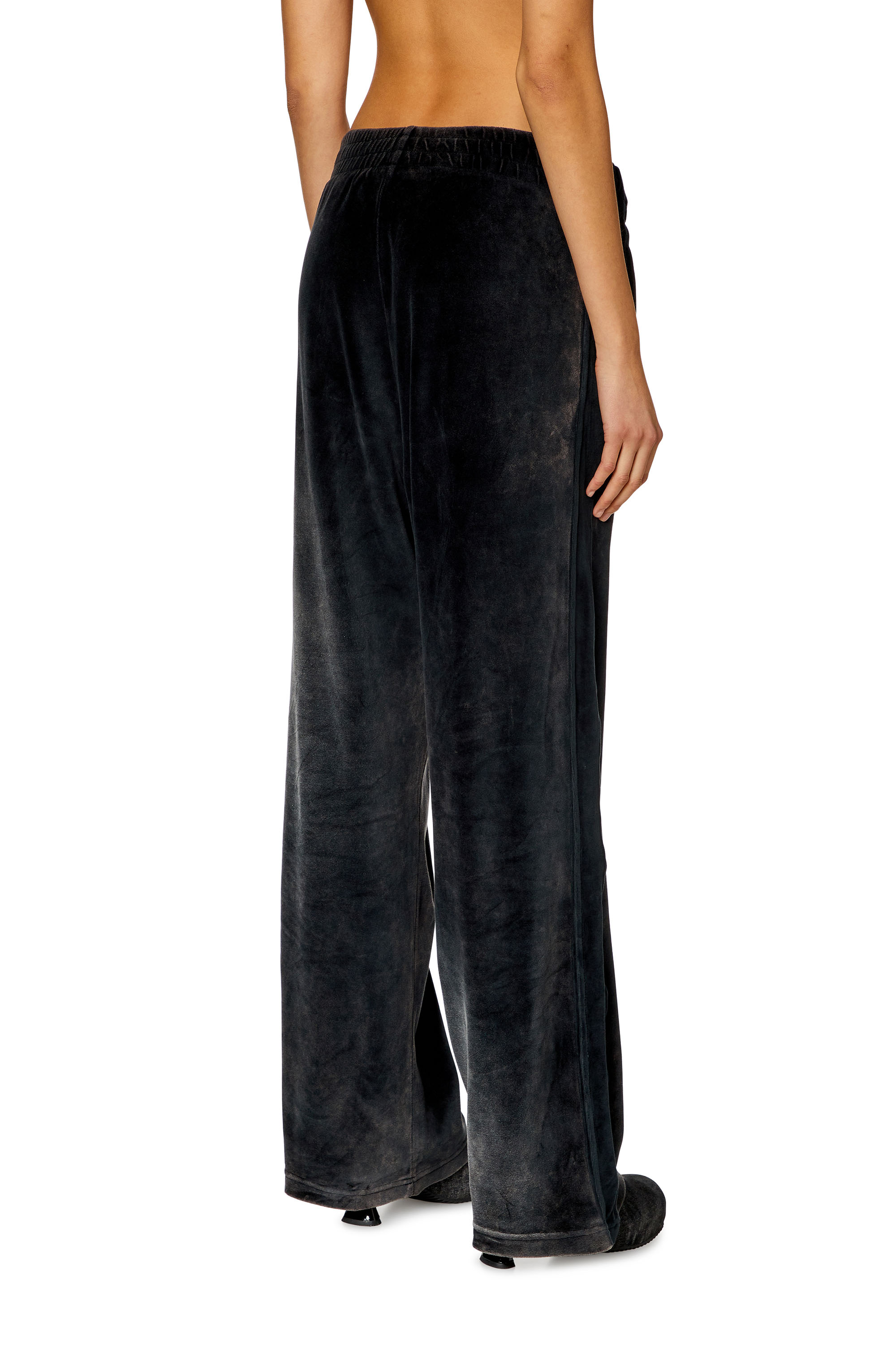 P-MARTYN, Black Diesel - P-MARTYN, Woman's Acid-wash chenille wide-leg sweatpants in Black - 4