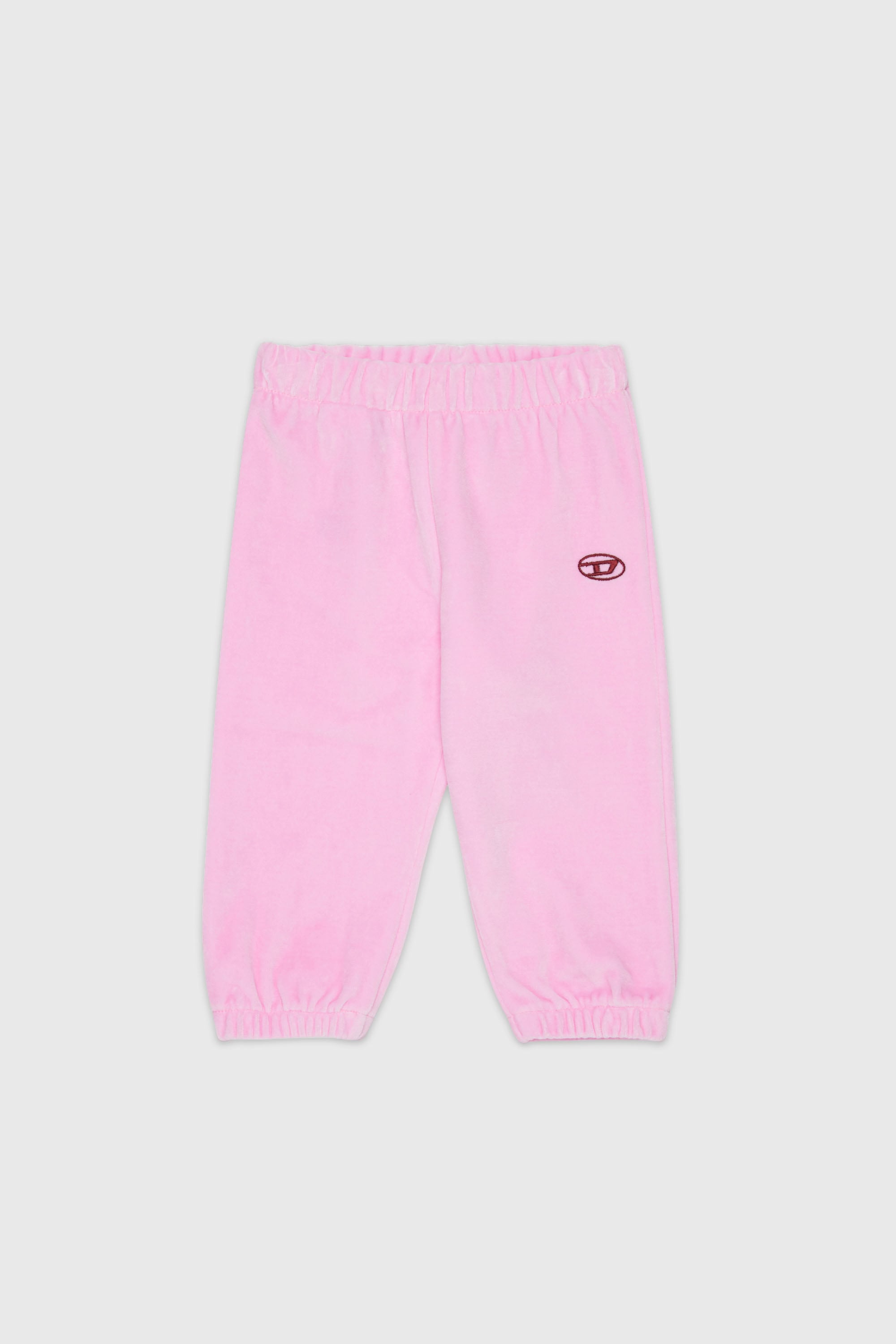 Diesel - PHENIB, Man's Velvet sweatpants with Oval D embroidery in Pink - 1
