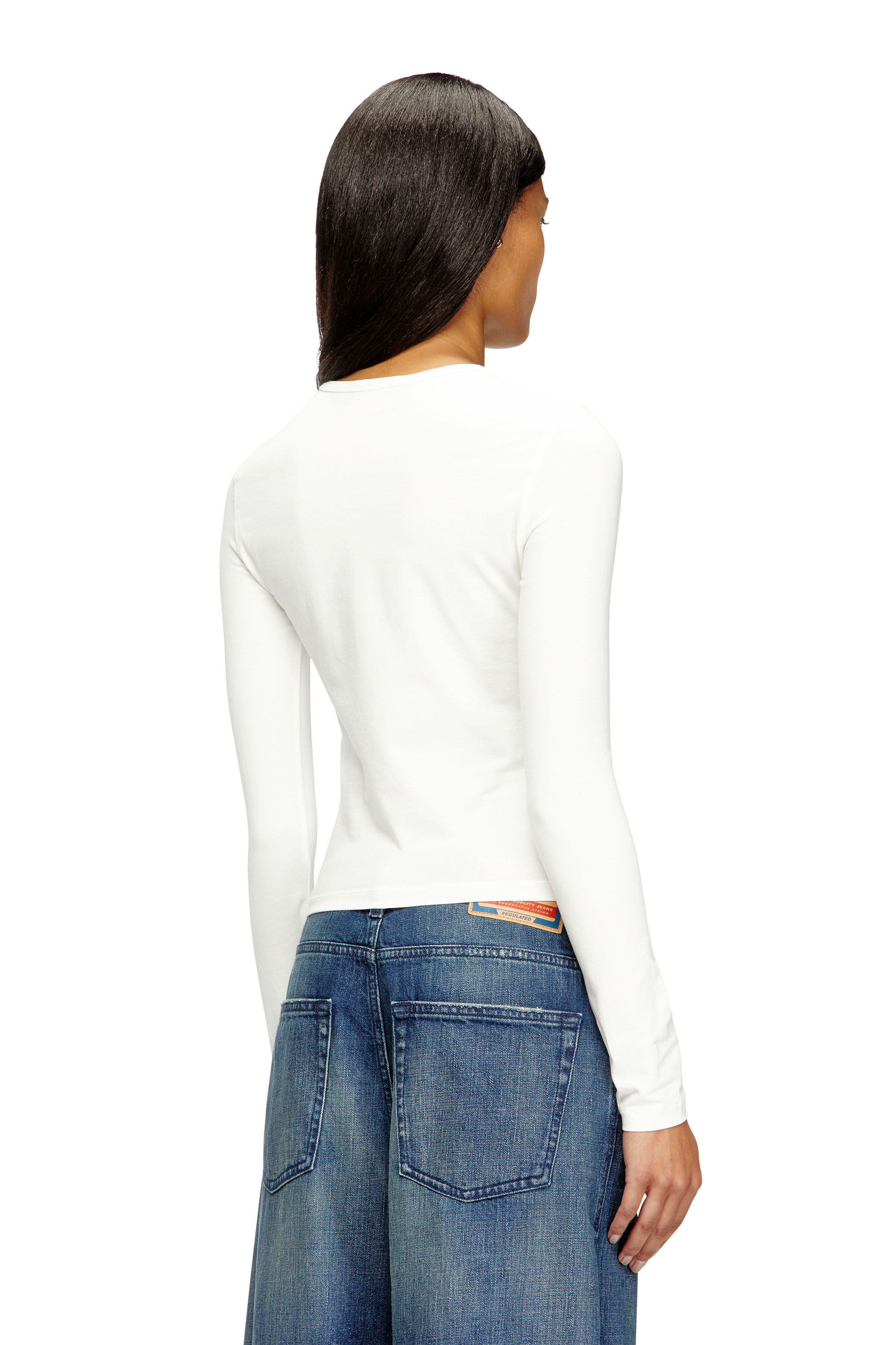 Diesel - T-UNCUTIESLONG-LS-OD, Woman's Cotton sweater with Oval D logo in White - 4