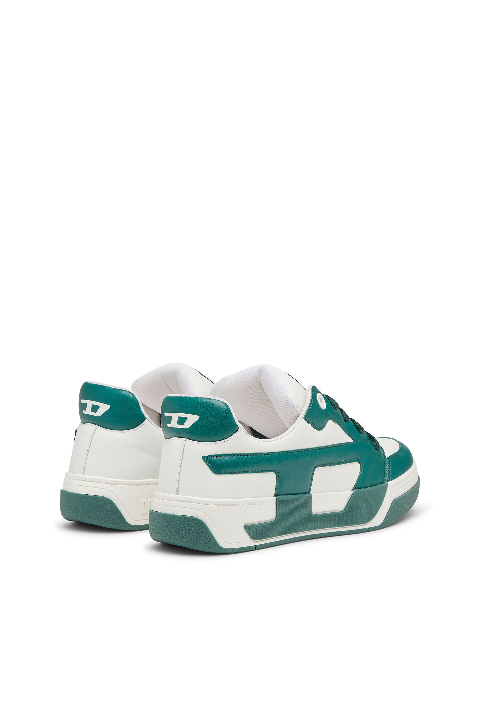 Diesel - S-D-OLLIE LOW, Man's D-Ollie-Sneakers in colour-block leather in White/Green - 4