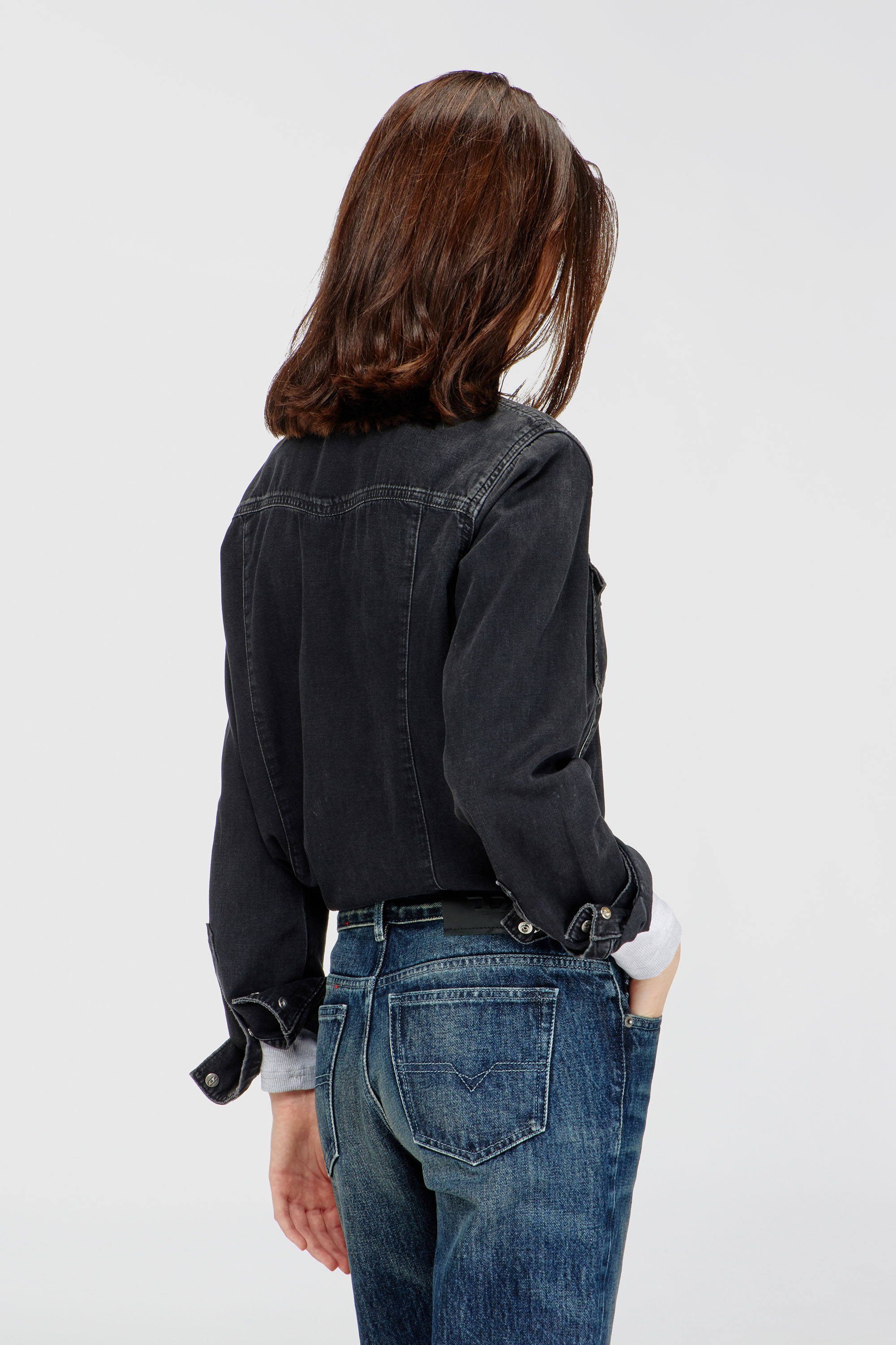 Diesel - DE-WAVES, Woman's Western shirt in treated denim in Black - 4